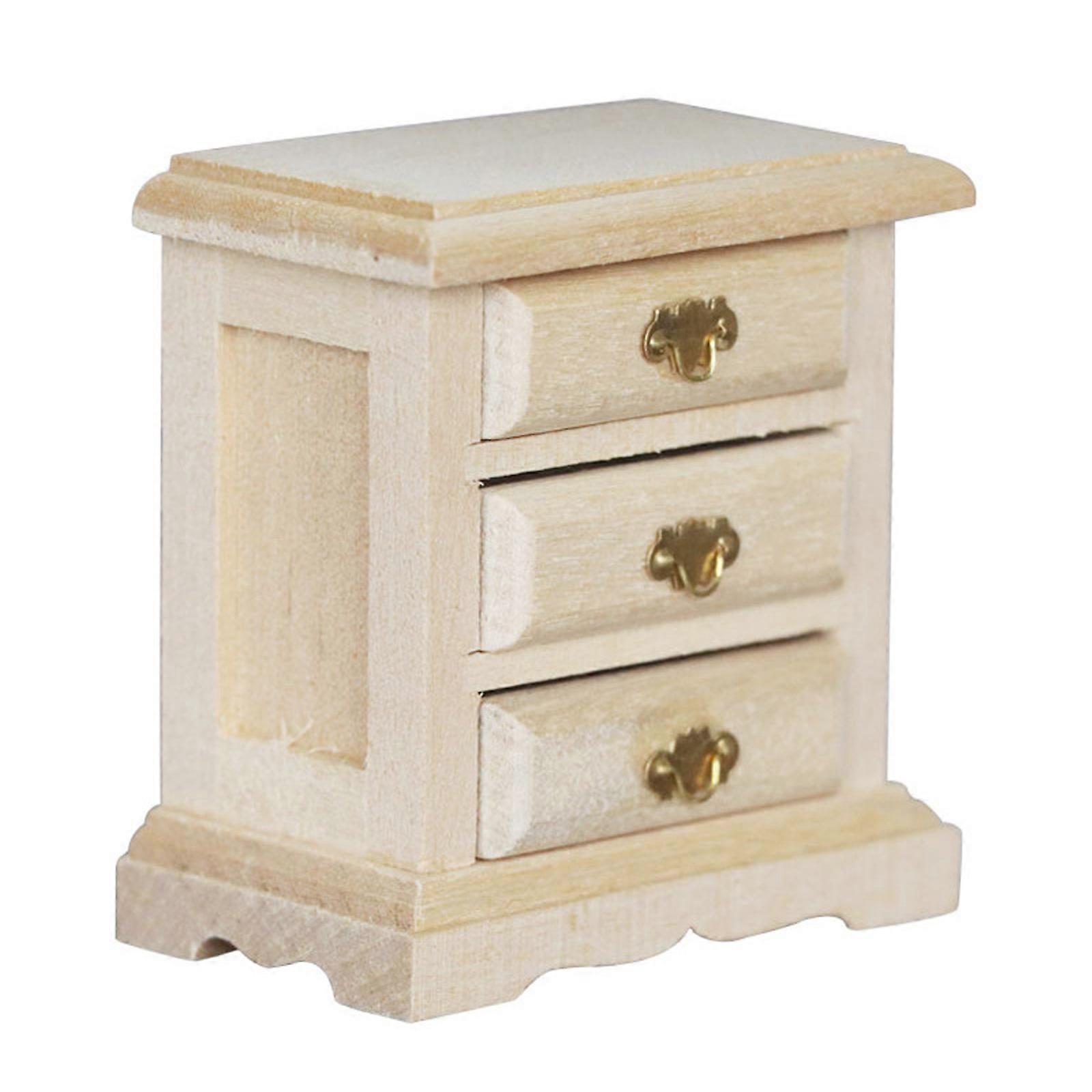 Miniature Nightstand with Functional Drawer for 1/12 Scale Dollhouses Accessories Crafting Model Project Photo Props
