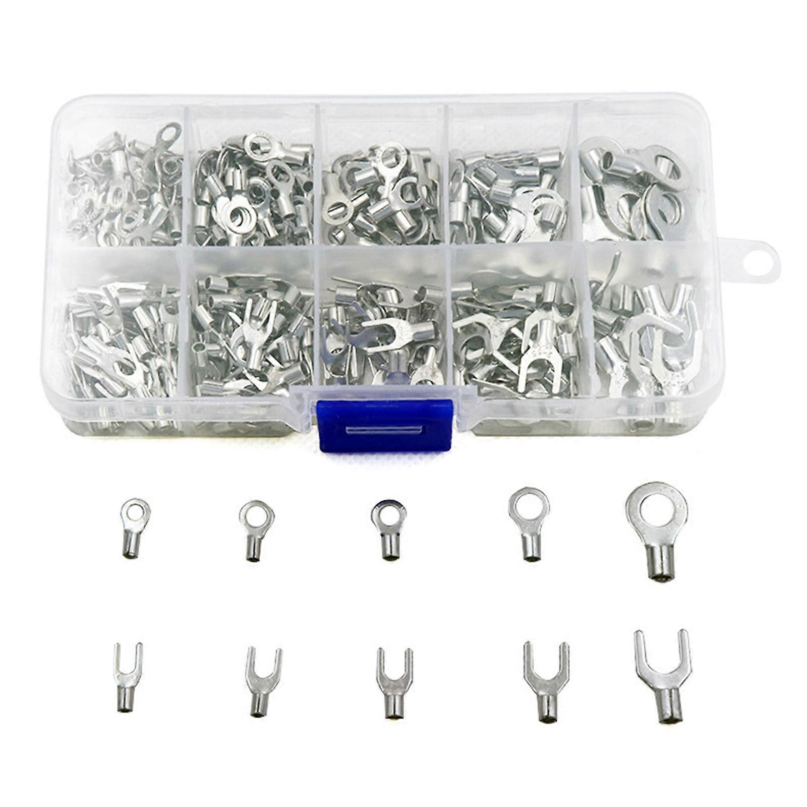 320 PCS Non-Insulated Ring Terminal & Fork Connector Wire Lugs Battery Cable Terminals Crimp Electric Wire Terminals