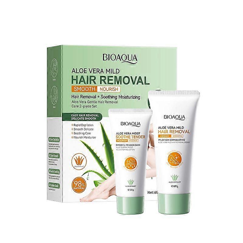 Hair Removal Cream and Moisturising Care Set - Aloe-Infused Depilatory Cream for Legs, Arms & Body, Mild Hair Remover for Smooth and Nourished Skin