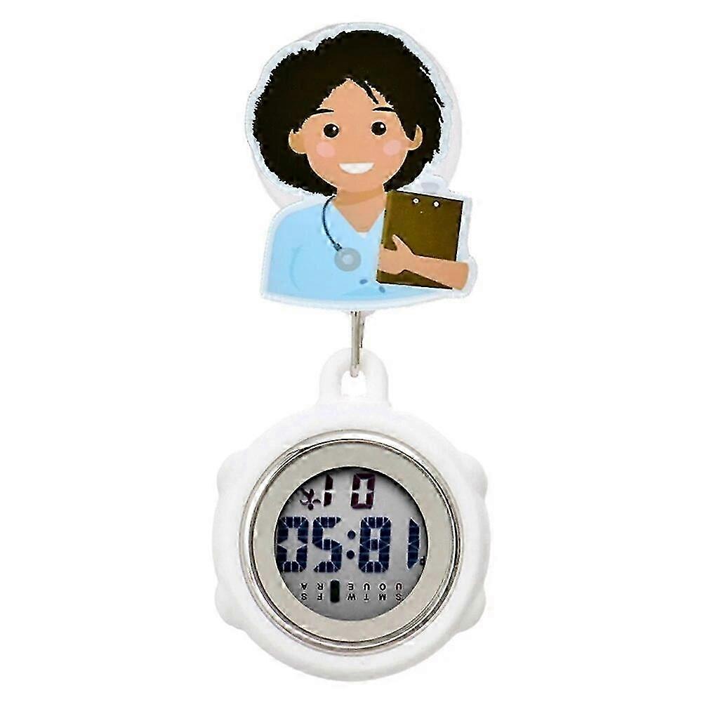 Digital Retractable Hospital Watches with Cold Light for Dark-Skinned Workers Waterproof and with Timing Functions