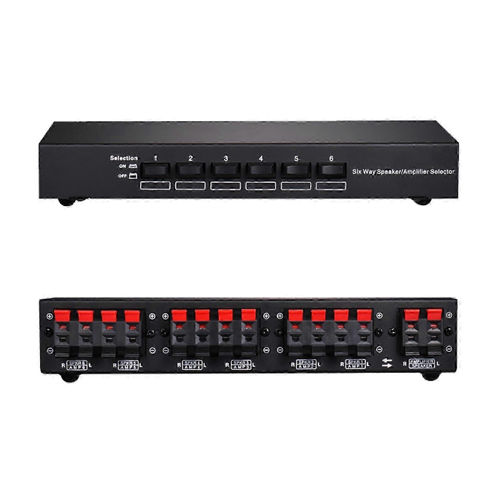 6-way Stereo Speaker Selector Switch Amplifier Selector Bidirectional Switcherxk