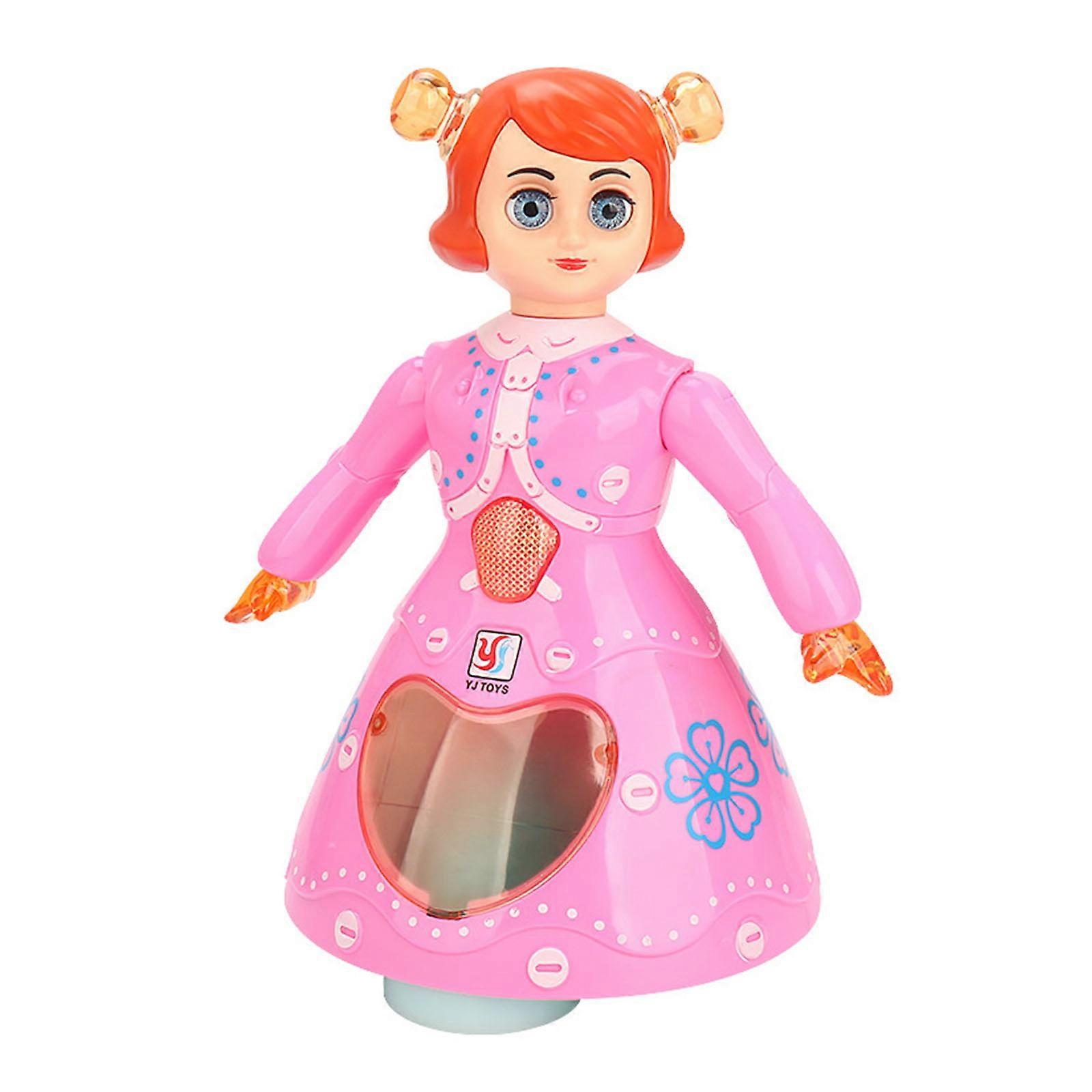 Electric Dancing Princess Doll LED Light Rotating Robot Music Toy Singing Kids Gifts Automatically Avoid Obstacles Toys