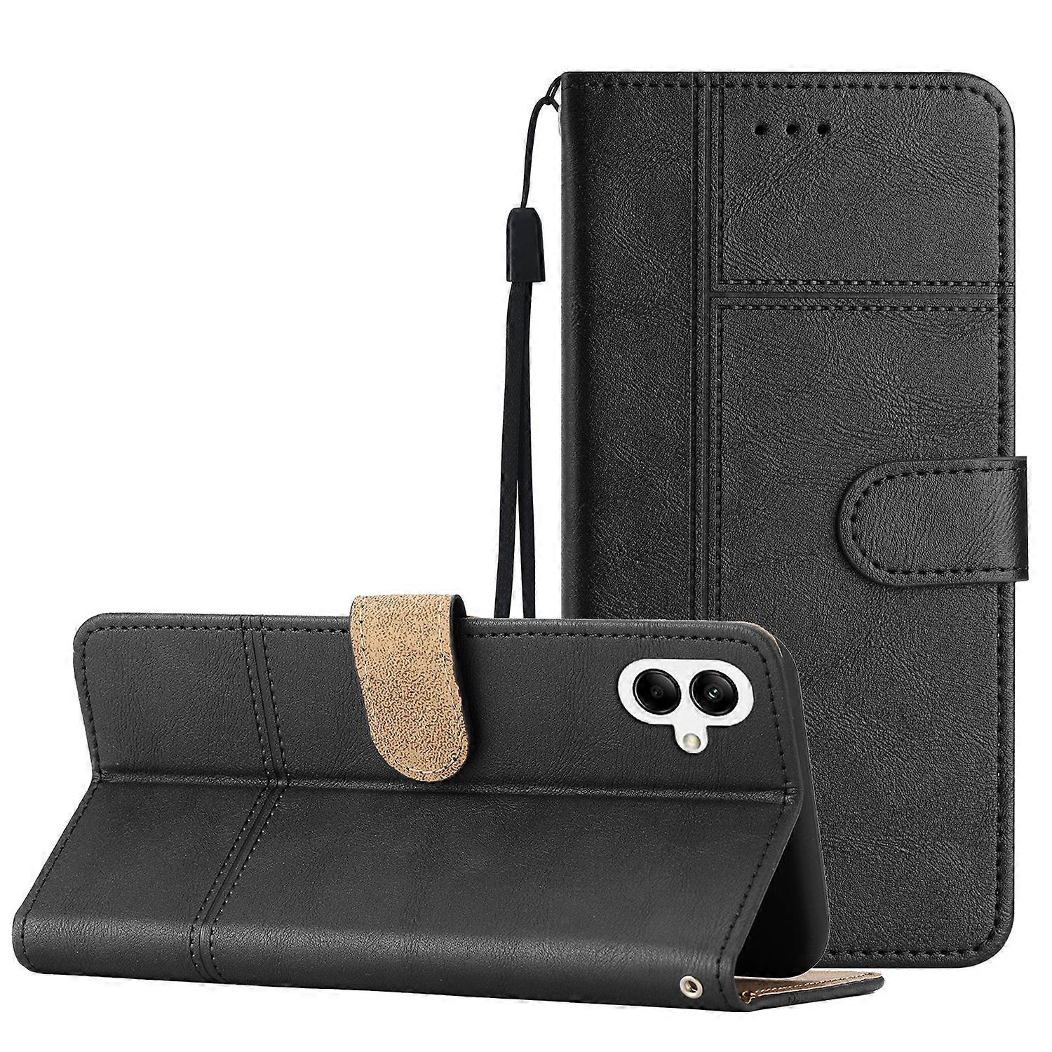 Cowhide Texture Stitching Leather Phone Case