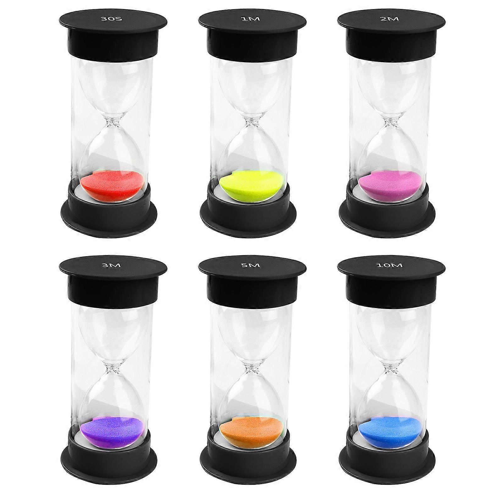Ensemble de sablier coloré, kit de sablier 6 couleurs 30Sec 1-min 2Mins 3Mins 5-Mins 10Mins Décors décoratifs de bureau Montres