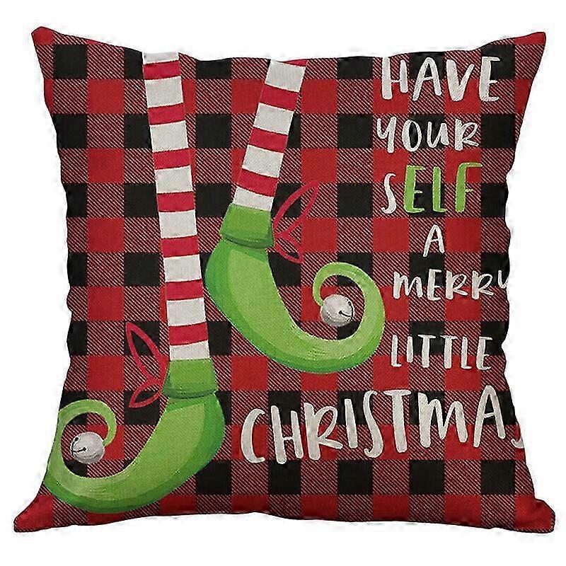 ホリデーをテーマにしたノーム装飾枕クッションカバー 赤いチェック柄のトラックデザイン 2415jpjcjh