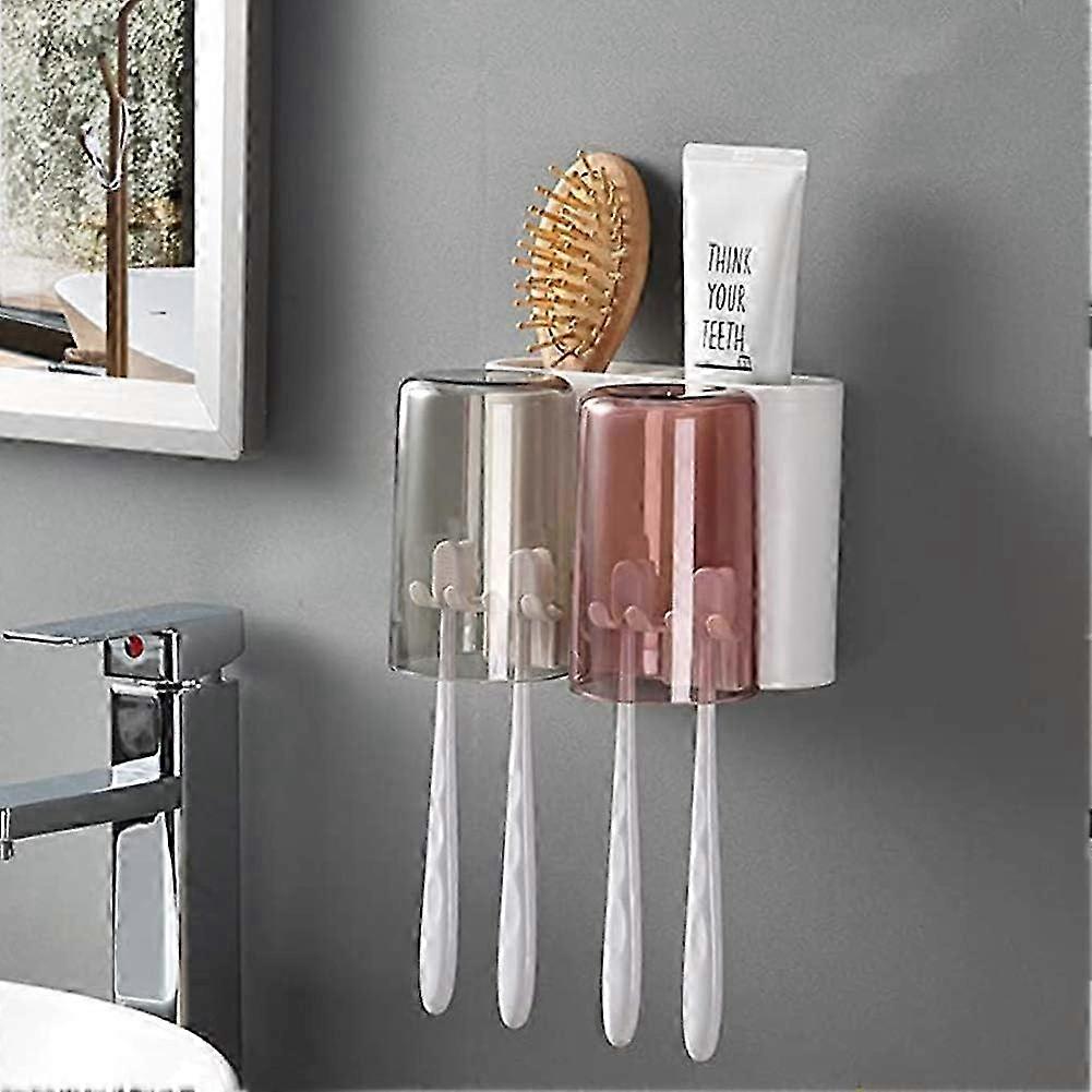 Wall Mounted Toothbrush Holder with Lid - Bathroom Organizer
