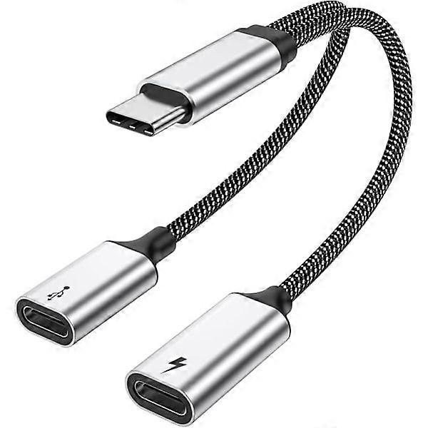 USB C Splitter with PD 60W Fast Charging and Data Transfer (Supports Digital Headphones, NOT for Monitor), USB C to USB C Female Adapter