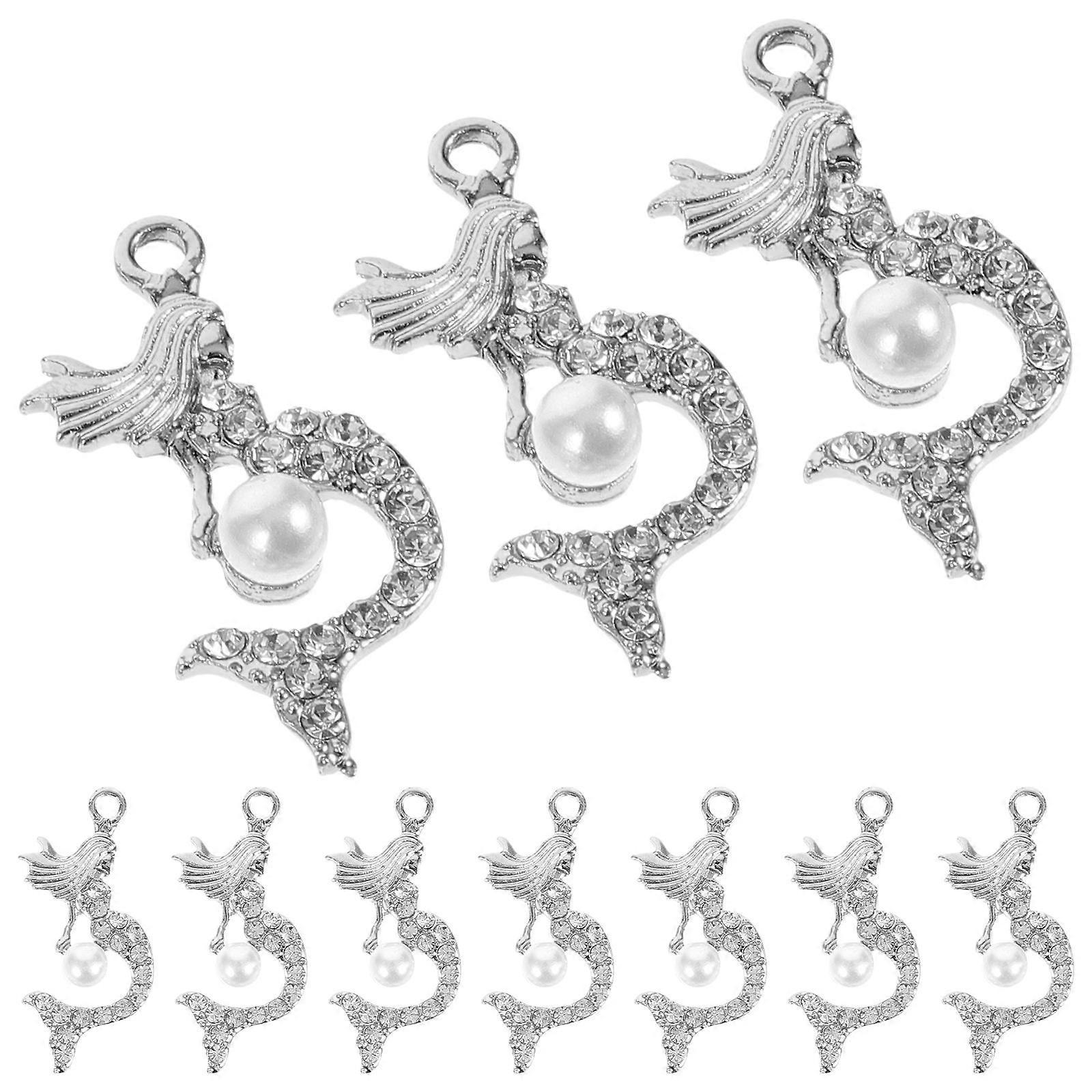 Jewelry Making Charms Mermaid Charms Personalization Women Halloween 3.00X1.50X0.50CM Silver 10Pcs