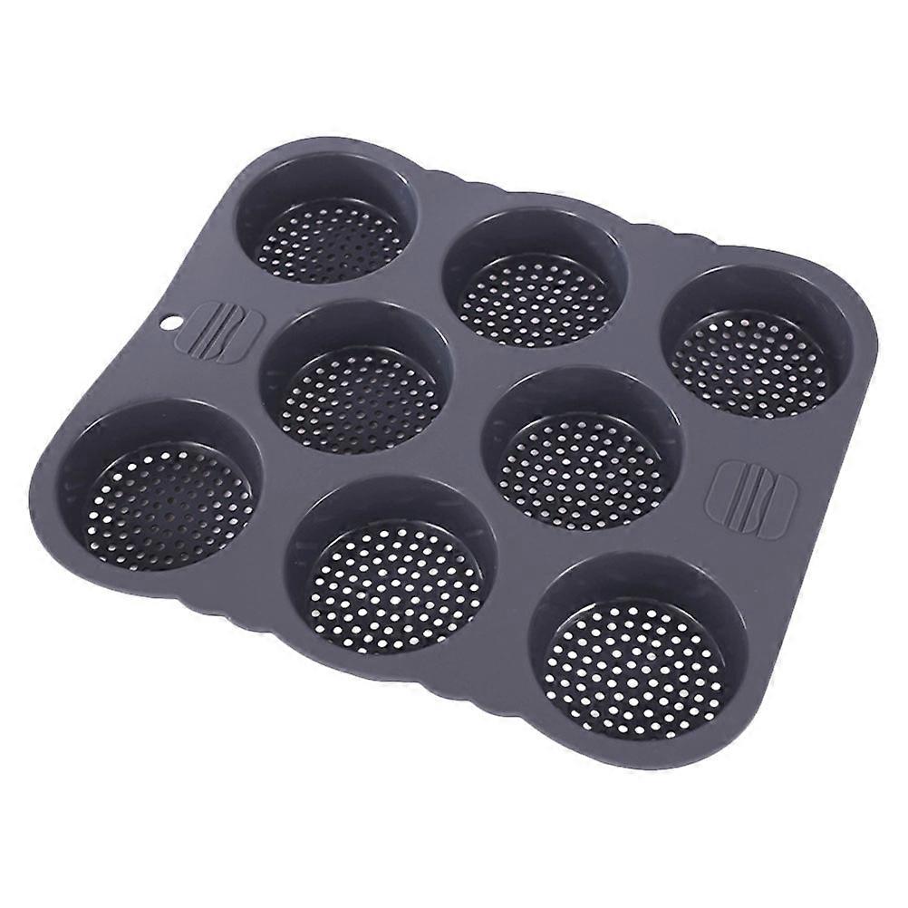 Non-Stick Baking Burger Mold Perforated Silicone 8-Cavity Hamburger Bun Baking Mold for Professional Bakers Easy Release 1Pcs