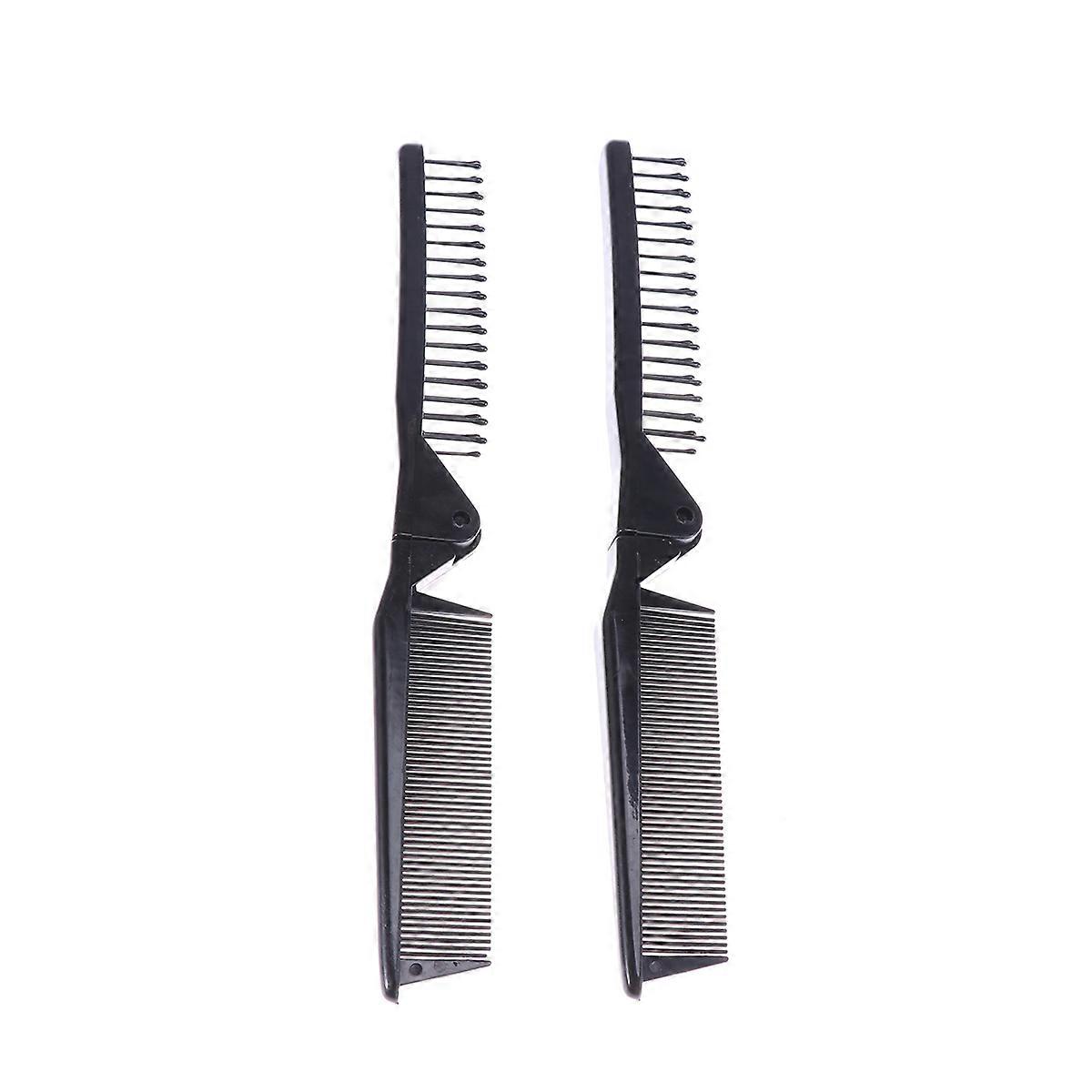 Anti Static Hair Brush Portable Folding Comb Durable Teeth Avoid Pulling Hair Black 5Pcs