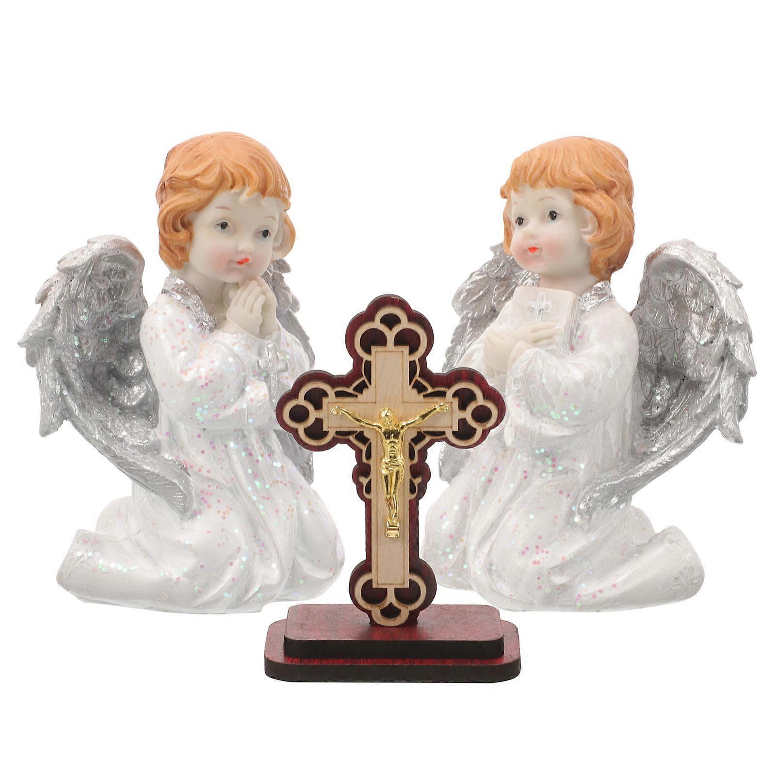 Angels Decor For Coffee Table Resin Statue Shelf Ornament Craftsmanship 4.3 3.5 2.6in 1 Set