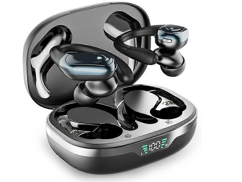 Bluetooth Headphones 60 Hours Playback, Noise Cancelling Wireless Earbuds with LED Battery Display Wireless Charging Case(Black)