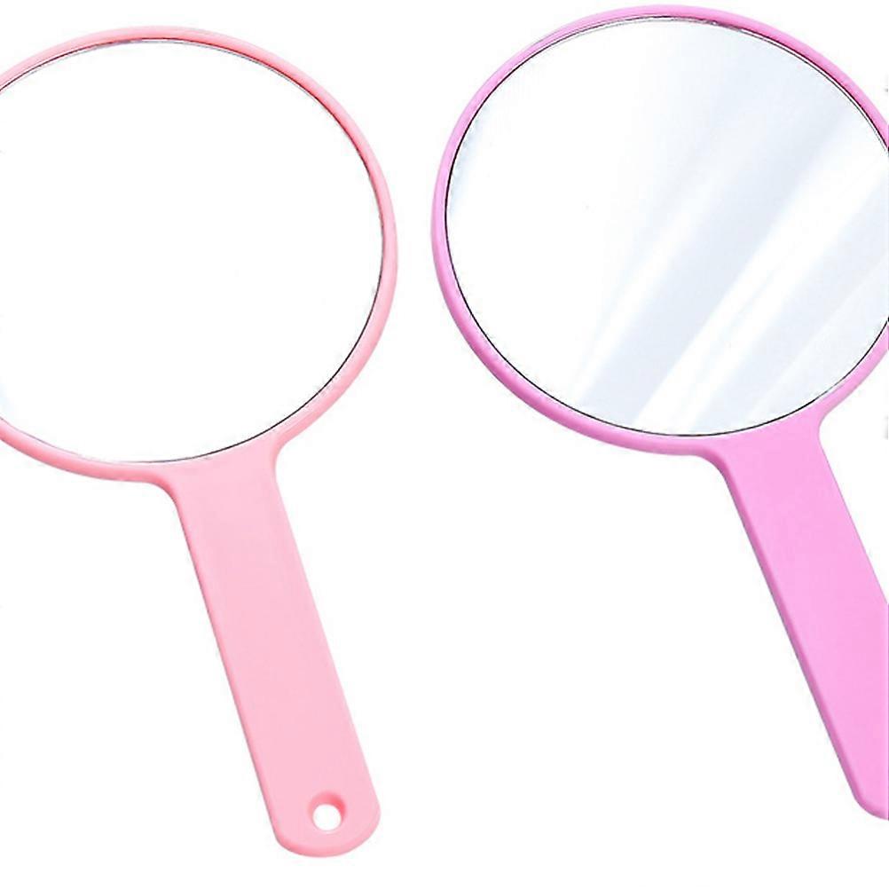 Handheld Makeup Mirror Portable High Definition Oval Plastic 2Pcs For Daily Use Travel And Makeup Application