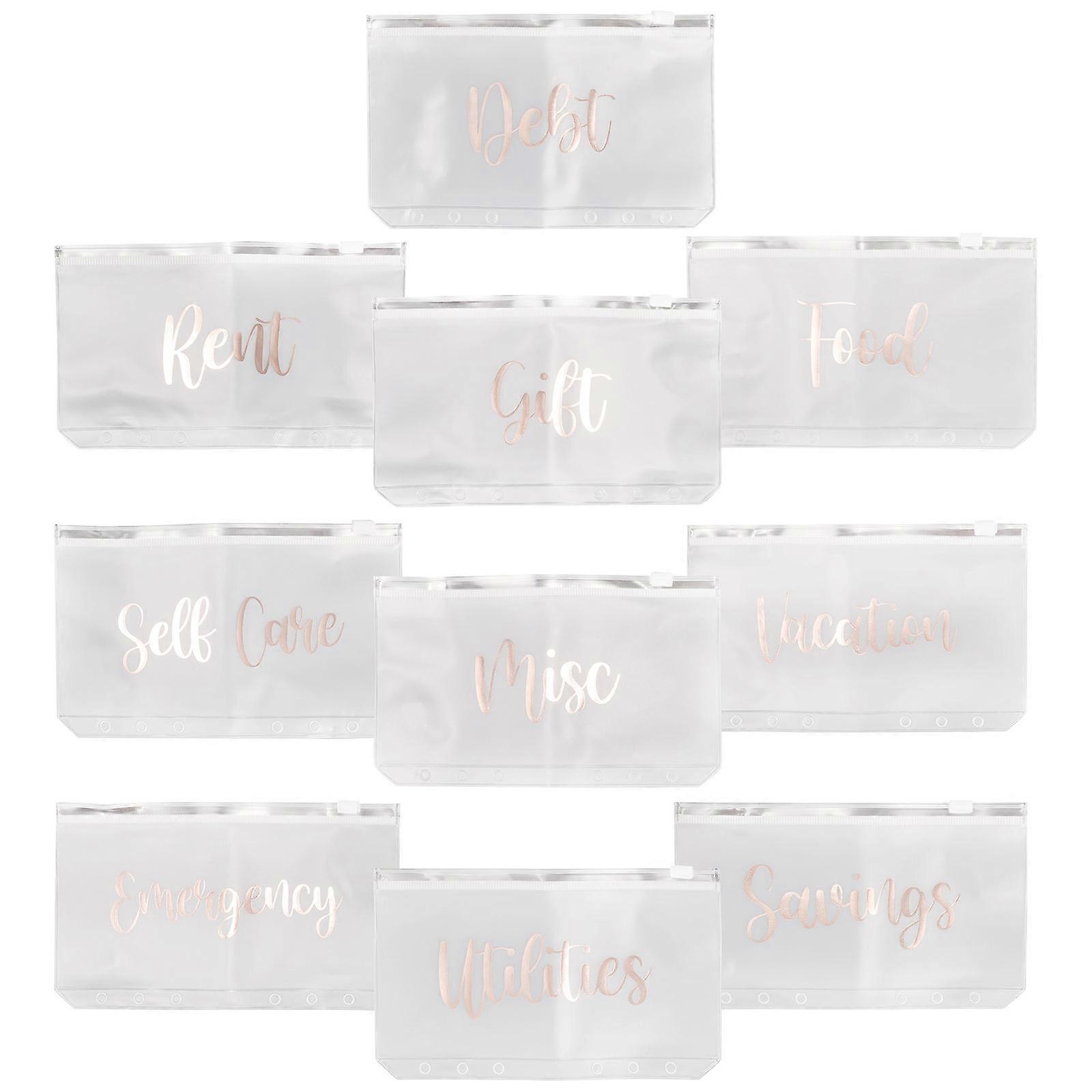 Punched Binder Pockets Rectangular File Storage Office Work Transparent 10Pack
