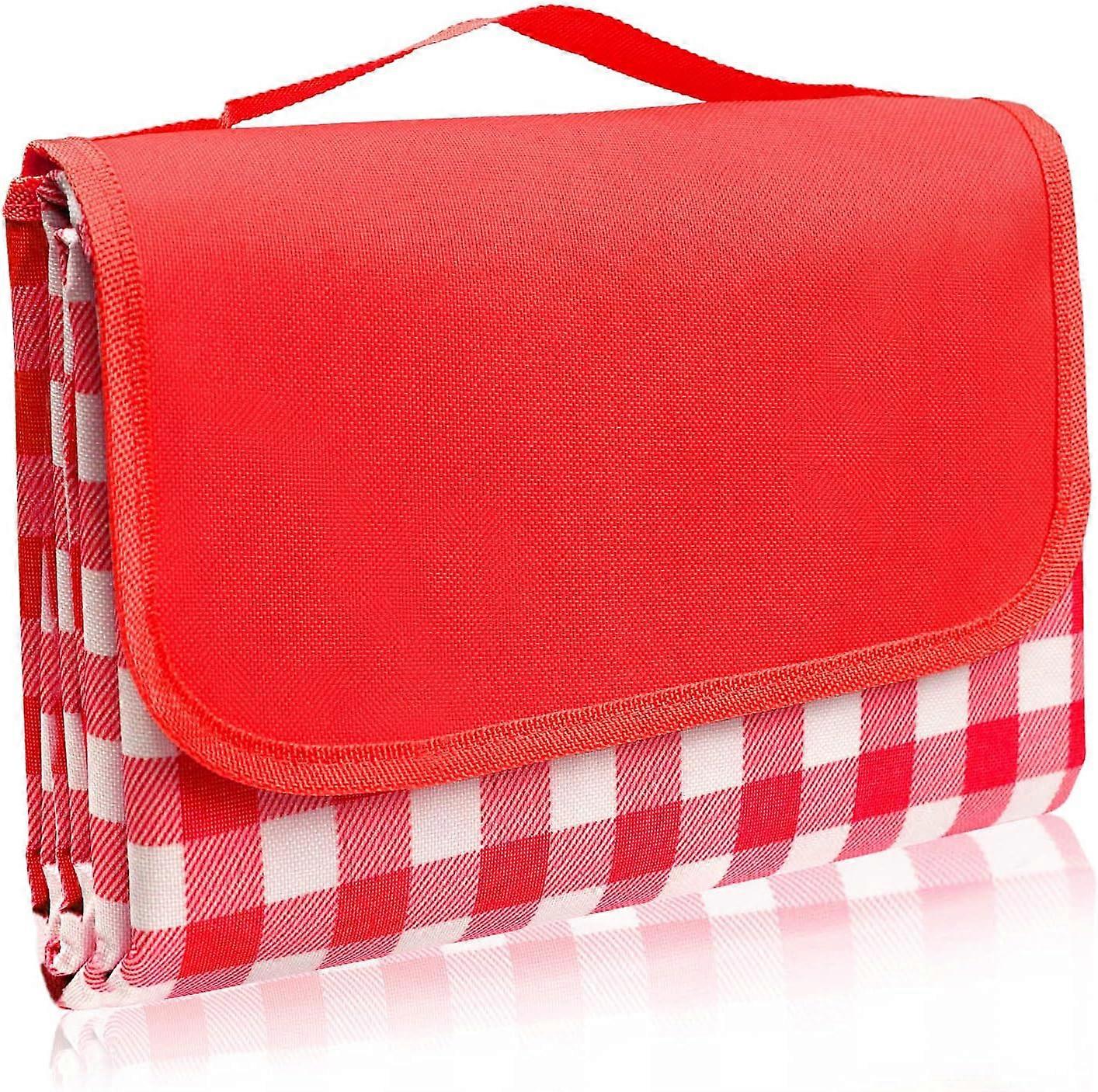 0utd00r Picnic Blanket 200 x 200 cm  Waterproof Sand-Resistant Beach Blanket with Handle Suitable for Picnic Camping Beach Mat - R00d