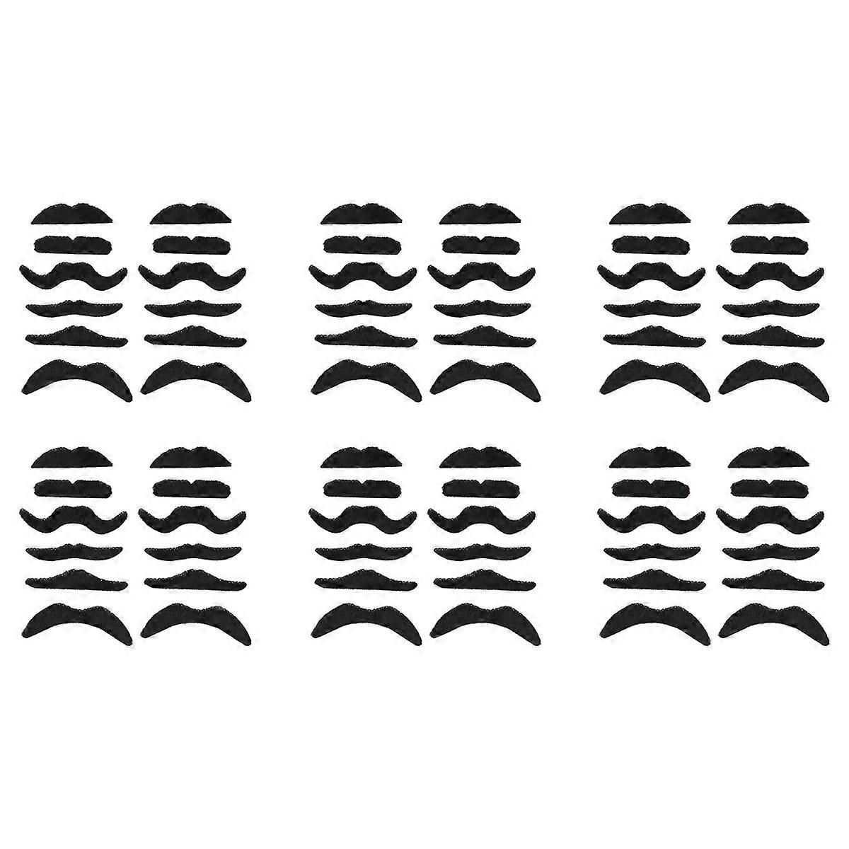 12 Pack Self Adhesive Assorted Fake Moustache / Mustache Set