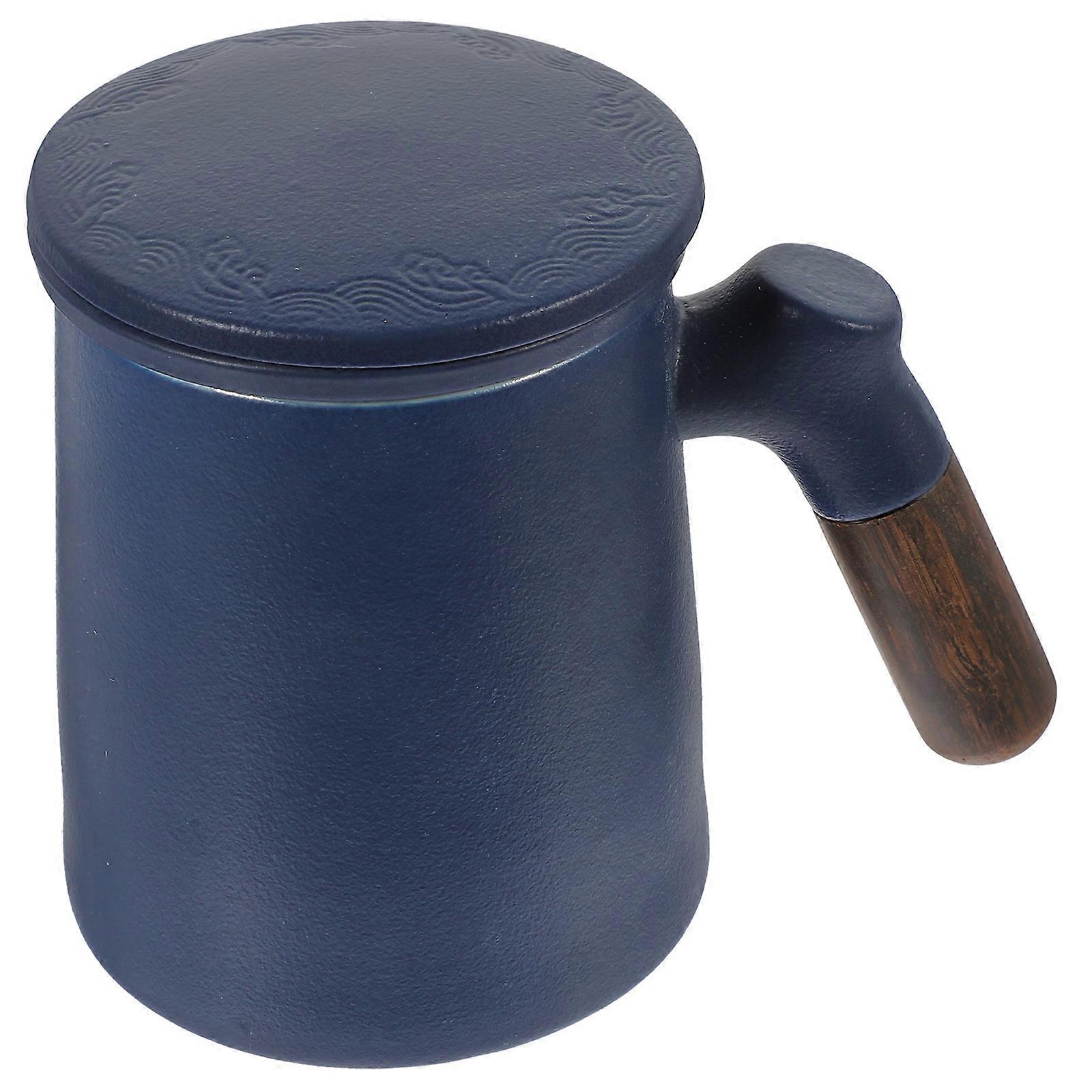 Tea Filter Cup Creative Tea Drinking Cup with Infuser and Lid Blue Home Use 1 Set