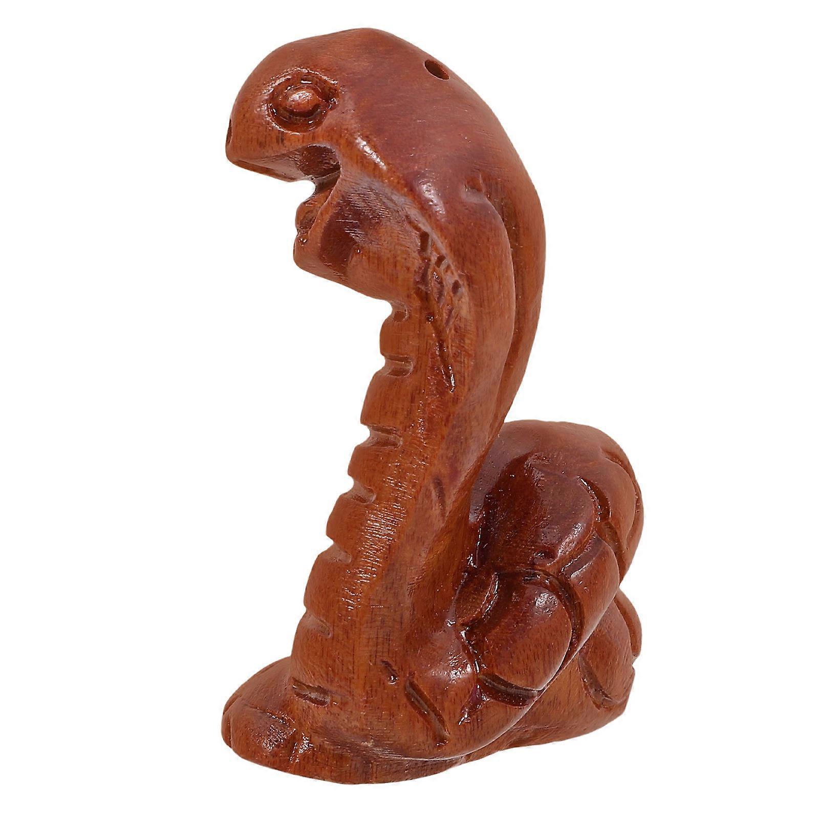 Mini Snake Figurine Ornament Wooden Carved Small Snake Home Decor Realistic Snake Shape Huaili Wood 1Pcs