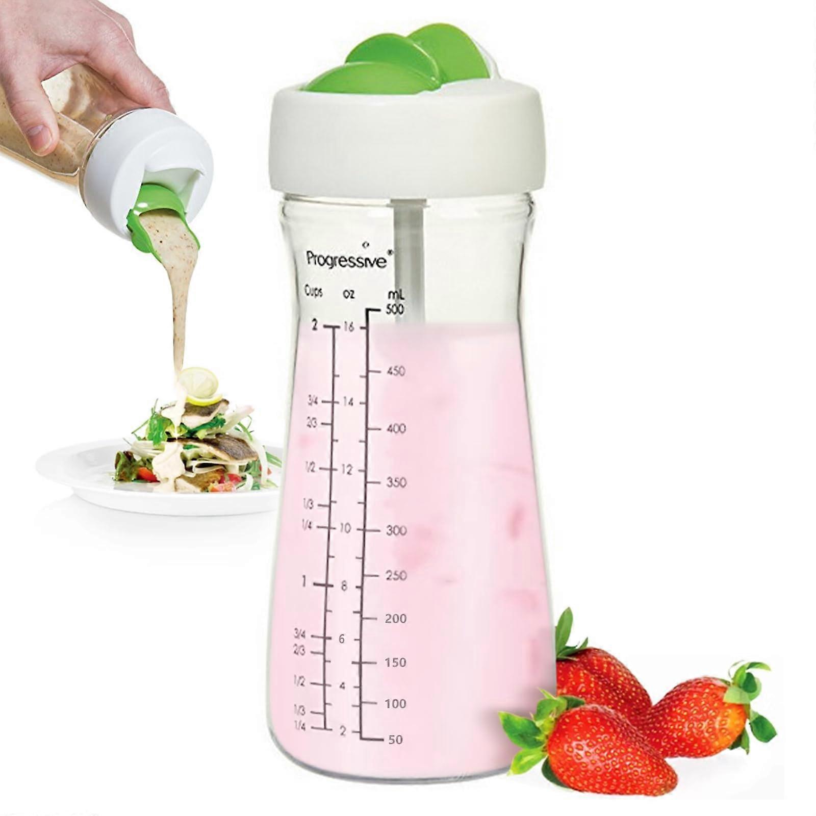 Dressing Shaker 500 ml, Hand Shaken Salad Dressing Cup with Measuring Scale, BPA-Free Mixing Cup for Dressings