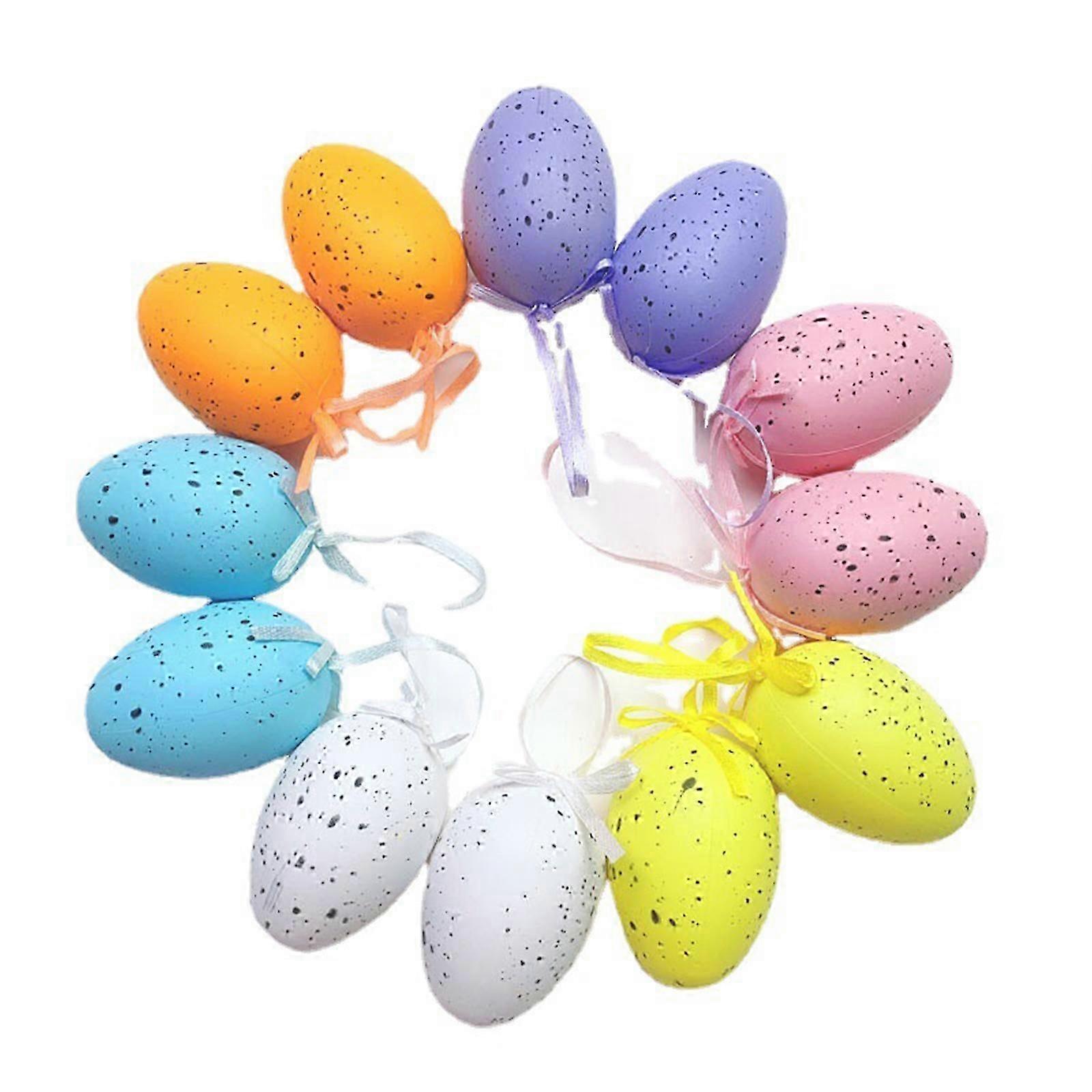 12buc Decoratiuni oua de Paste, ornamente suspendate colorate pentru cosul de Paste Tree Decor, 6 * 4cm