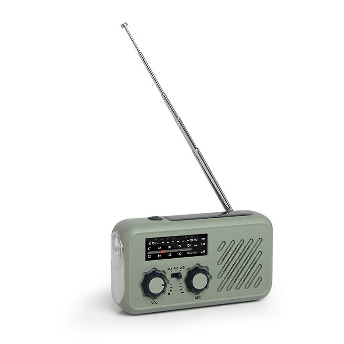 Weather Radio with AM/FM/, Solar & Hand Crank Power, LED Flashlight, SOS Alarm for Outdoor Emergencies