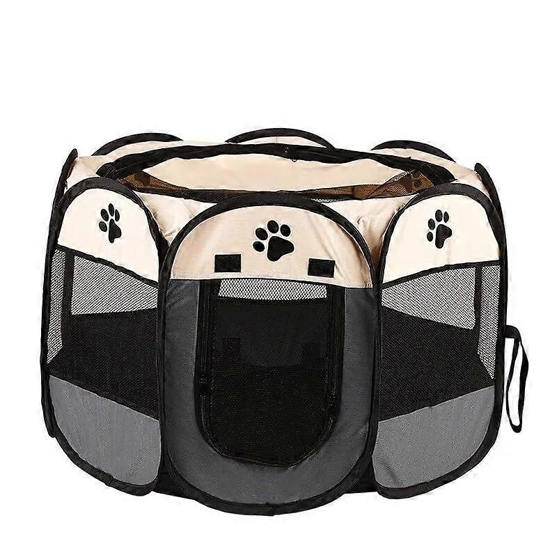 Portable Dog House and Pet Playpen for Indoor Use, Suitable for Puppies, Kittens, and Rabbits, 73x73x43cm, White Gray