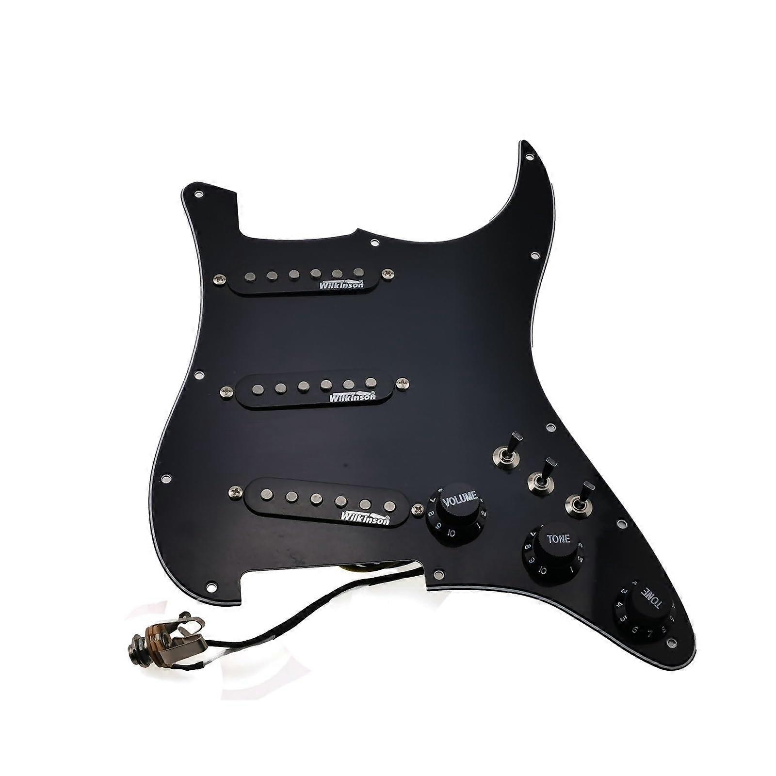 PreWired Electric Guitar Pickguard 7Way Fully Loaded PreWired Pickguard SSS Alnico 5 Single Coil Pickups Set for Guitar (Color: Black)