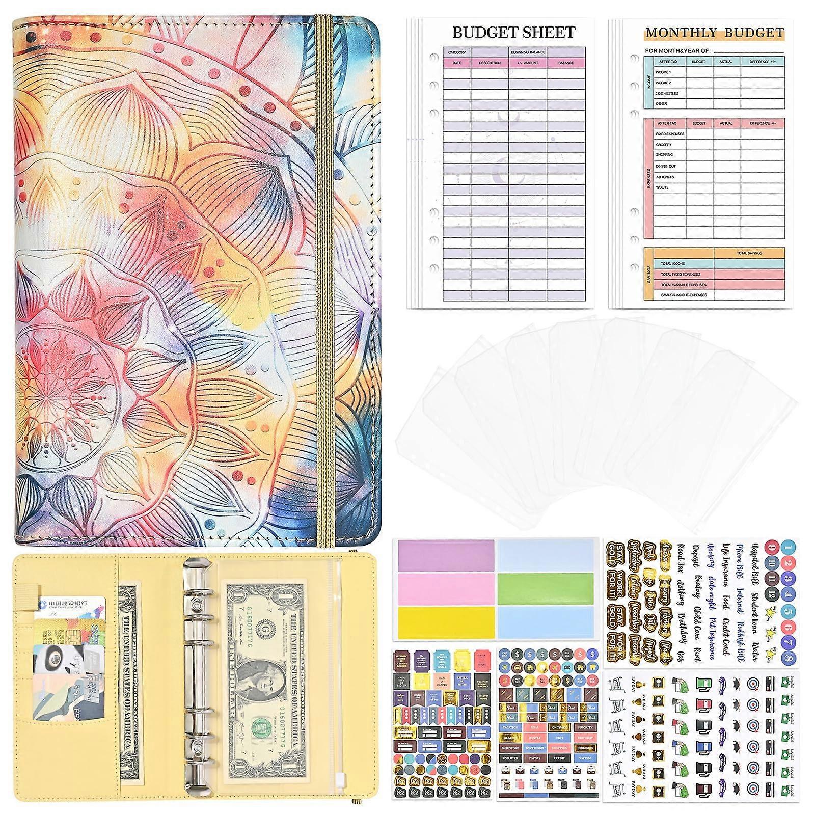 A6 Budget Binder, Leather Money Organiser with Compartments, Budget Planner for Beginners, Saving Folder