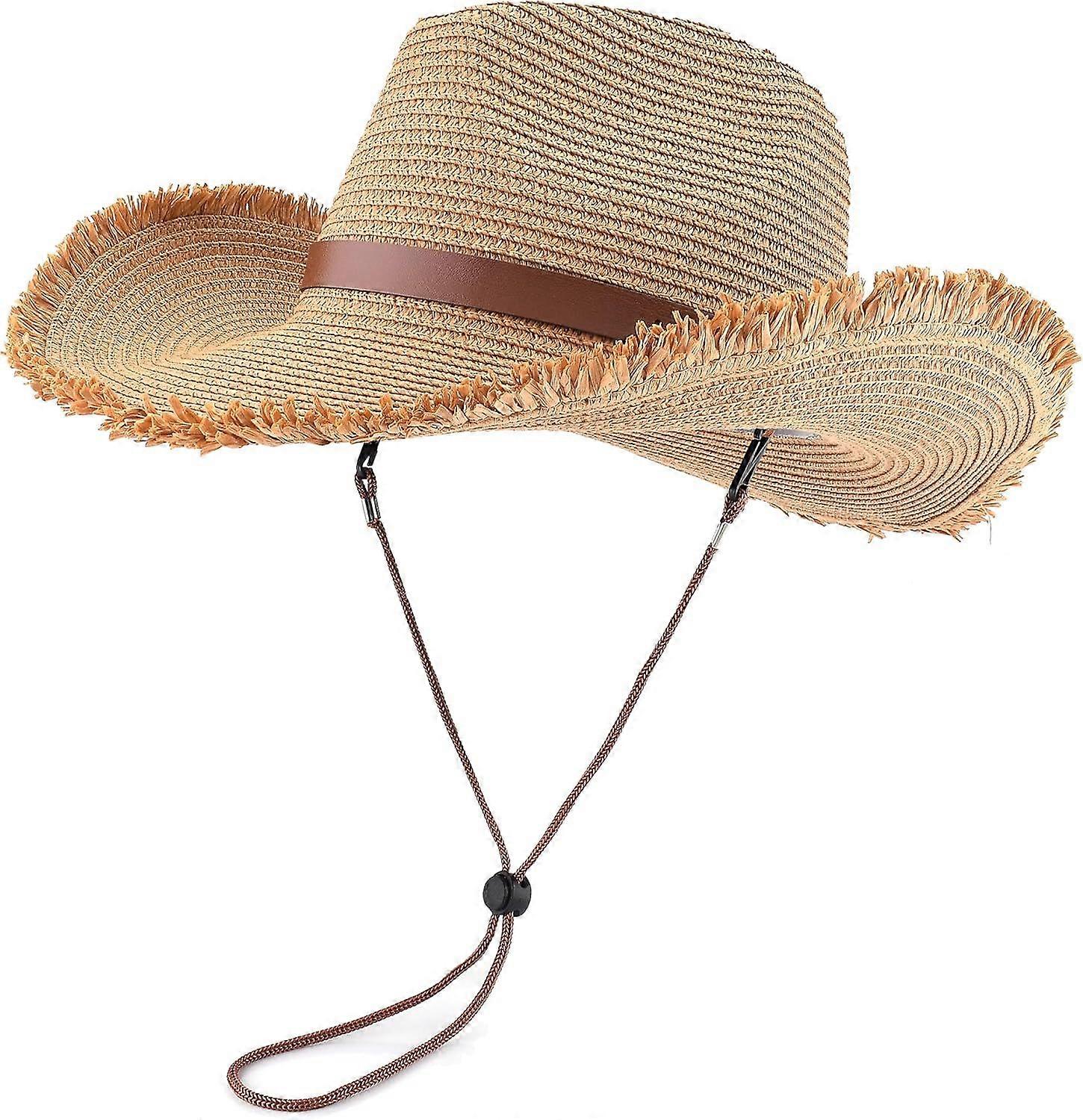 2025 最新モデル男性用調節可能な麦わらカウボーイハット、女性用、ウエスタンカウガールハット