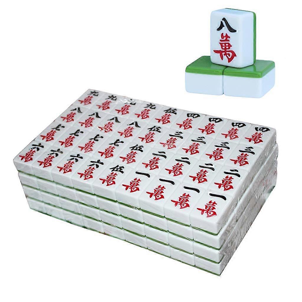 Mah Jong المنزلية Mahjong بطاقات لاعب كبير فرك الأخضر 144 بطاقة ، حقيبة من القماش