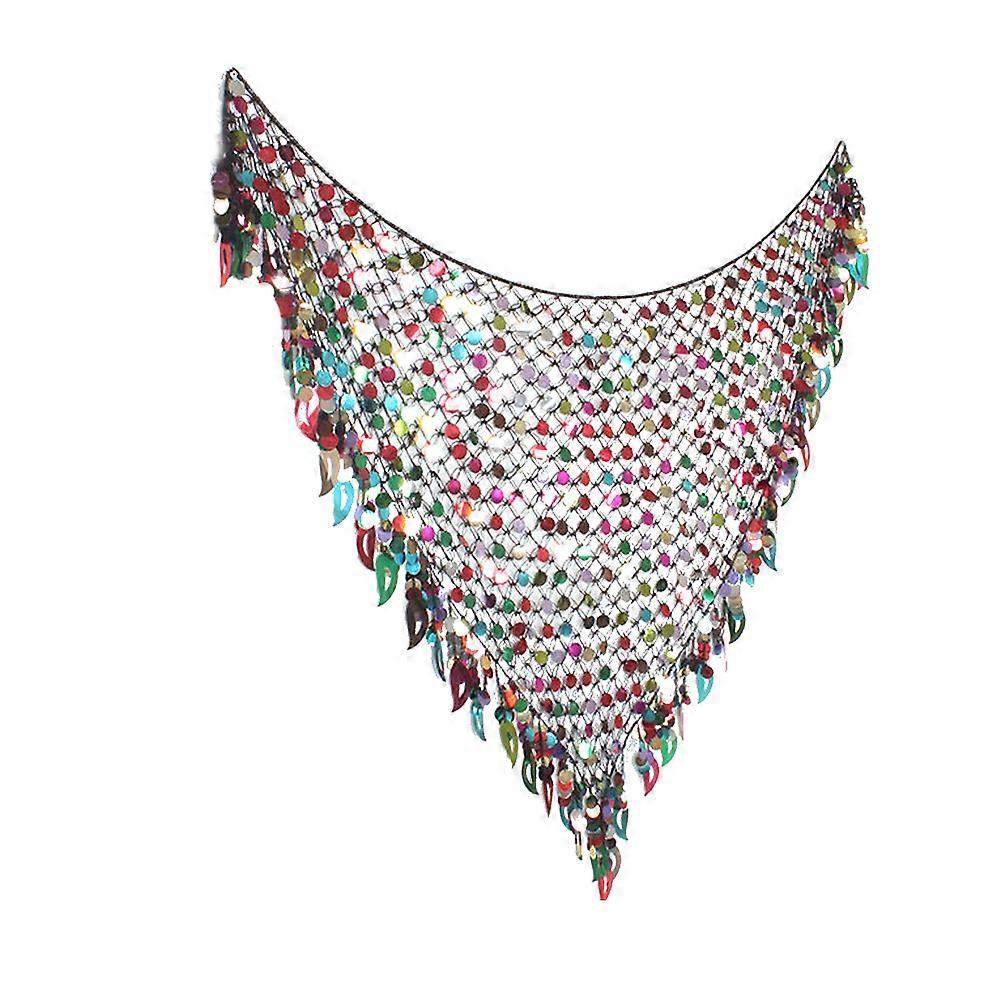 Waist Scarf Women's Net Skirt Triangular Belly Dance Hip Scarf Wrap With Sequin Dance Enhancement 1Pcs