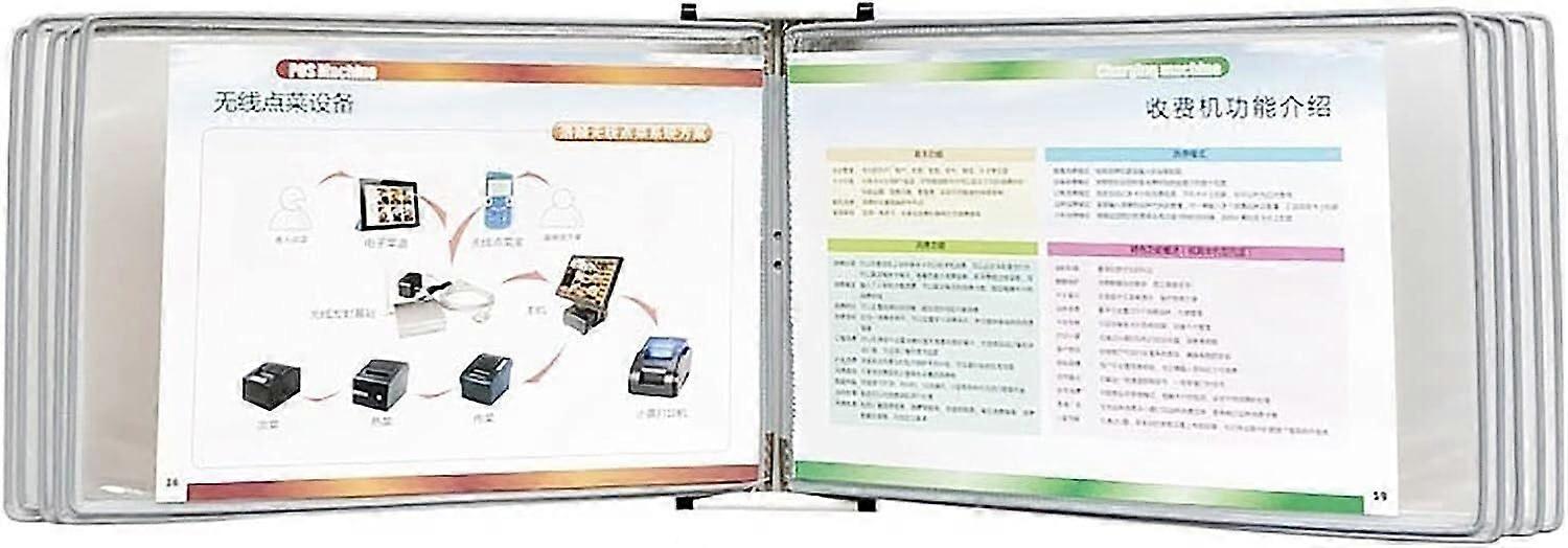 A4 Wall Paper Frame, 10 Pockets Poster Flip, Document Holder (Color: Red, Size: B26.57xH9.06 inch)