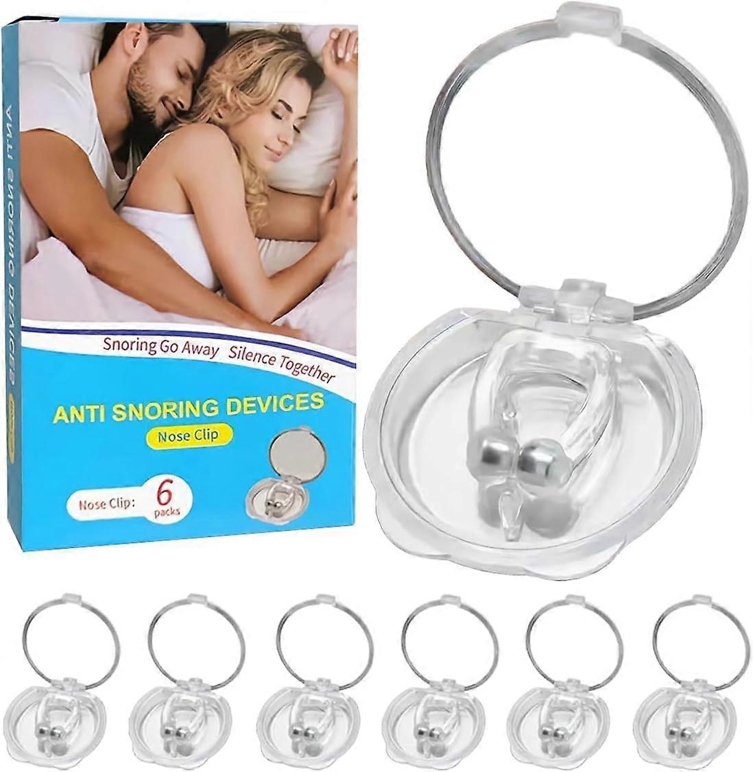 Snoring Stopper Nose Clips, Pack of 6 Reusable Anti Snoring Devices for Better Breathing and Quiet Sleep for Men and Women