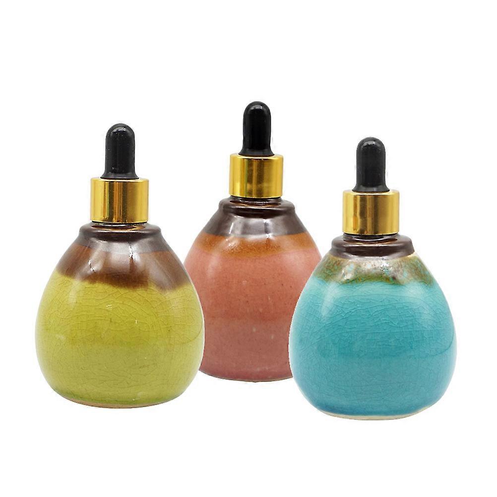 3pcs 50ml Essential Oil Glass Dispenser Bottle with Empty Ceramic Dropper