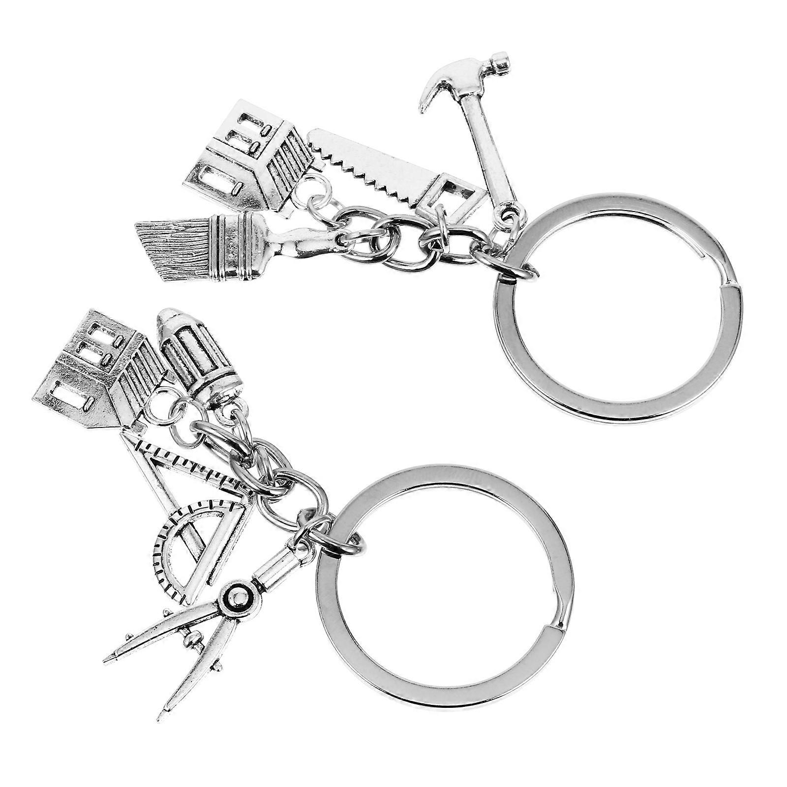 2pcs Funny Key Chains Silver Bag Keys Hanging Pendant Decorative Keychains