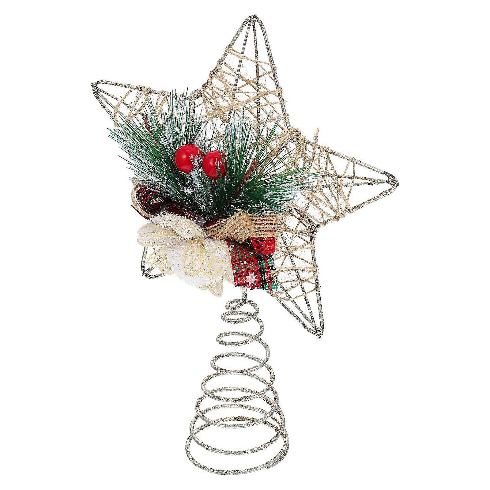 Christmas Tree Star Decor Creative Five-Pointed Star Hollow-Out Design Assorted Color 21X15CM Holiday Decoration 1Pcs