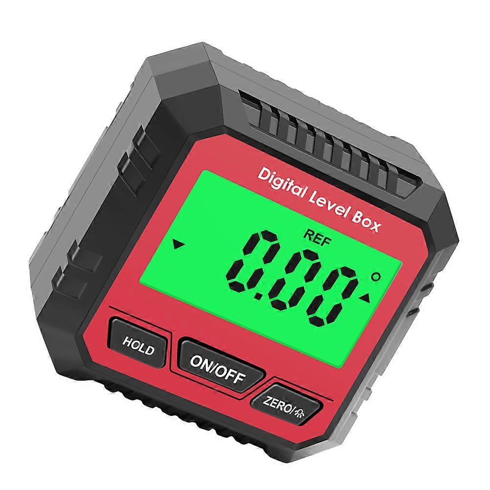 Digital Level Gauge for Home with Backlight LCD Display and Built-in Magnet Red Plastic 1°