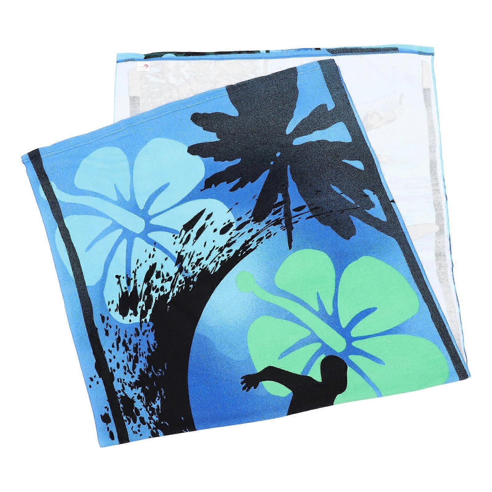 Foldable Microfiber Beach Towel Quick Drying Towel For Pool Water Park Camping 150x70cm Blue 1Pcs