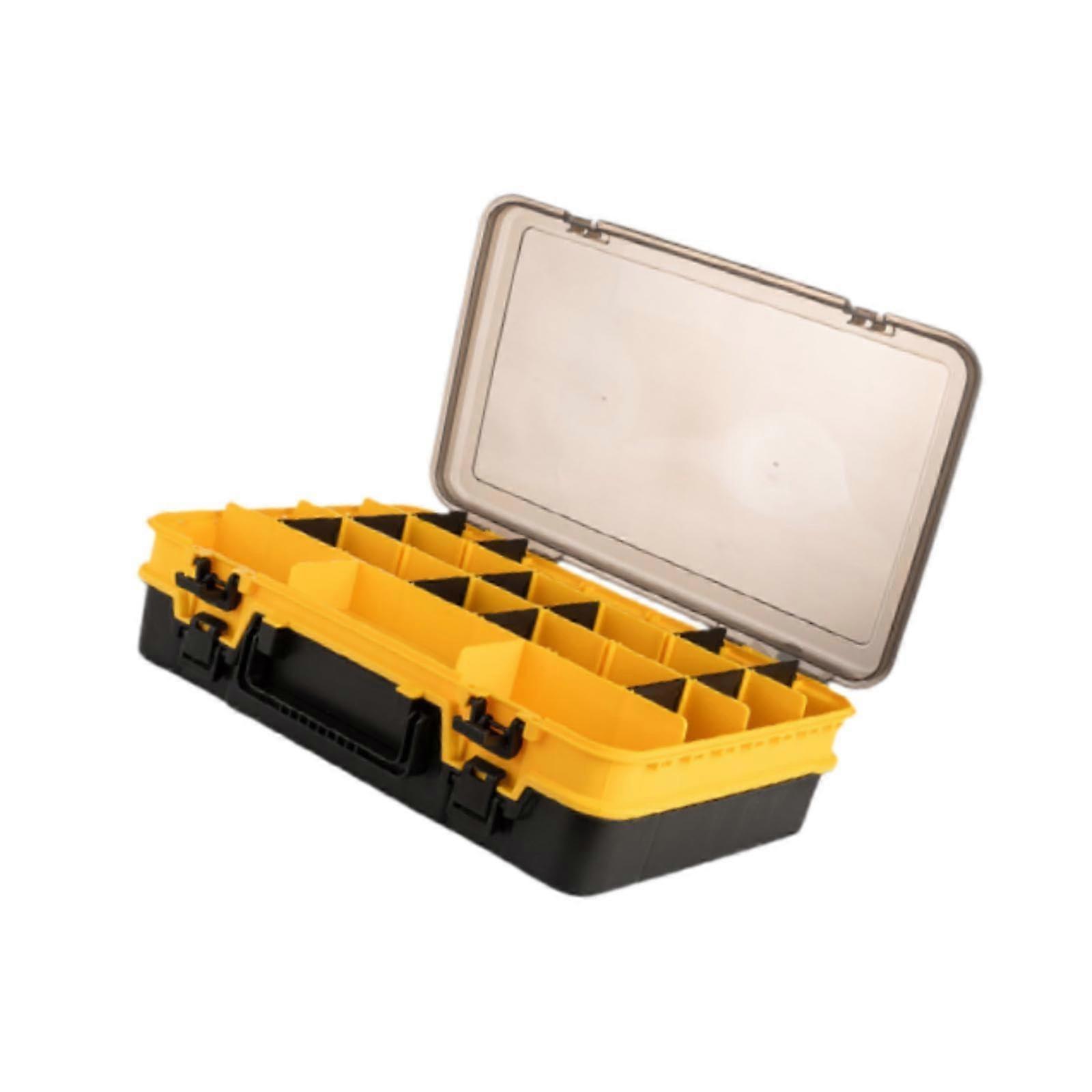 Köder Aufbewahrungsbox Tackle Container Box Gelb, Leichte Multifunktions Angelbox für Jigs, Fliegenfischperlen und Zubehör