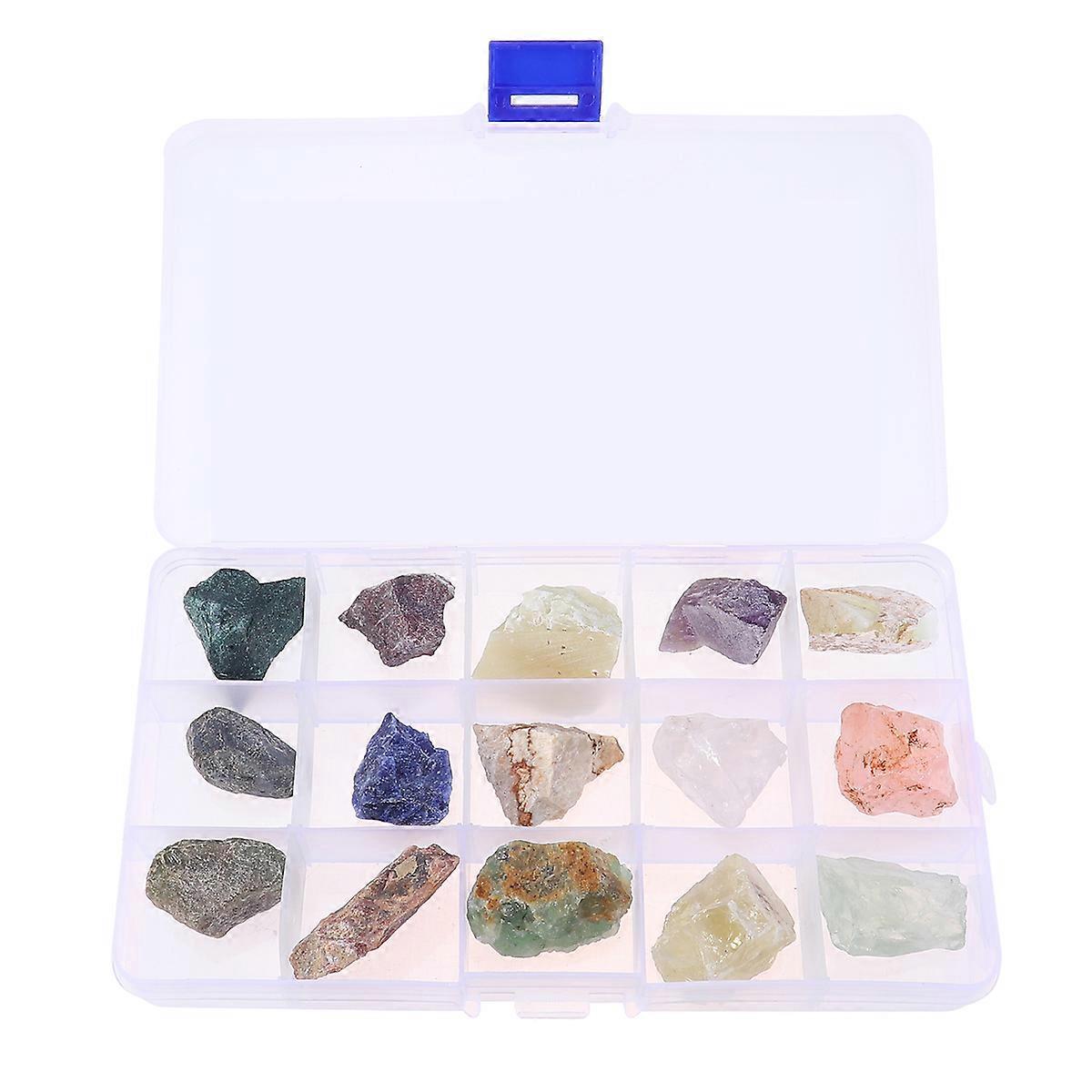Rock Collections Box Natural Crystal Stone Collection Mineral Specimens Teaching Tool For Education 1 Set