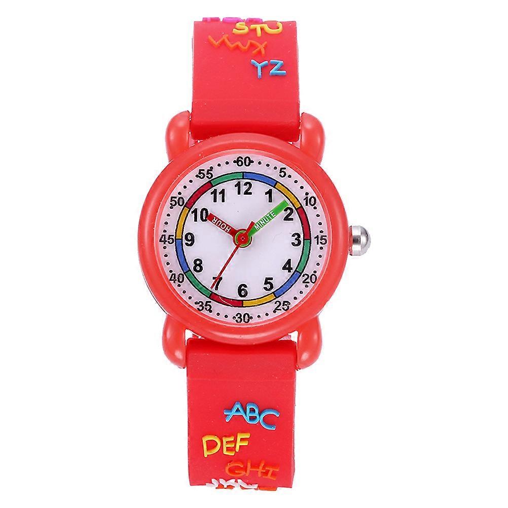 Kids Cartoon Watch Waterproof Quartz Wristwatch for Kids Precise Timekeeping Durable Red 3D Design