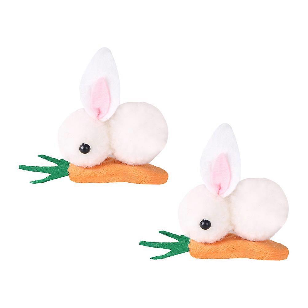 Hair Barrettes Plush Rabbit Hair Clip Festive Occasion Craftsmanship Cotton Iron Material 2Pcs