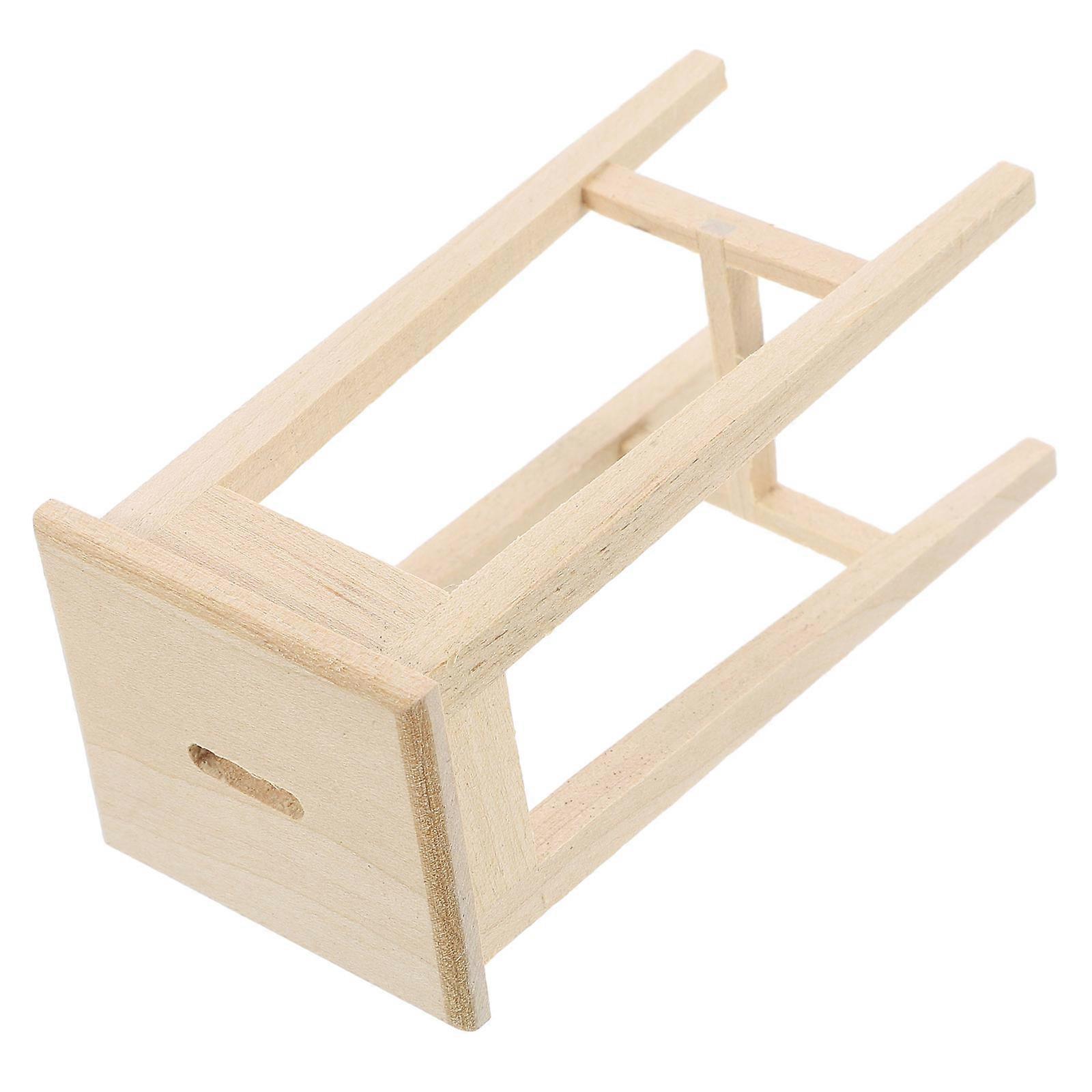 Wooden Miniature Stool for Doll House Decor Beige Color with Excellent Craftsmanship 4.5 Inches High