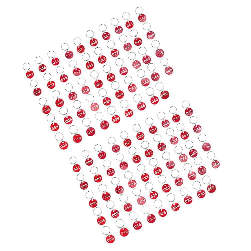1 Set Aluminium Storage Tags Metal Numbers Plates Luggage ID Tags Key Ring Labels Red Number 1 to 50 2Pc Each Number