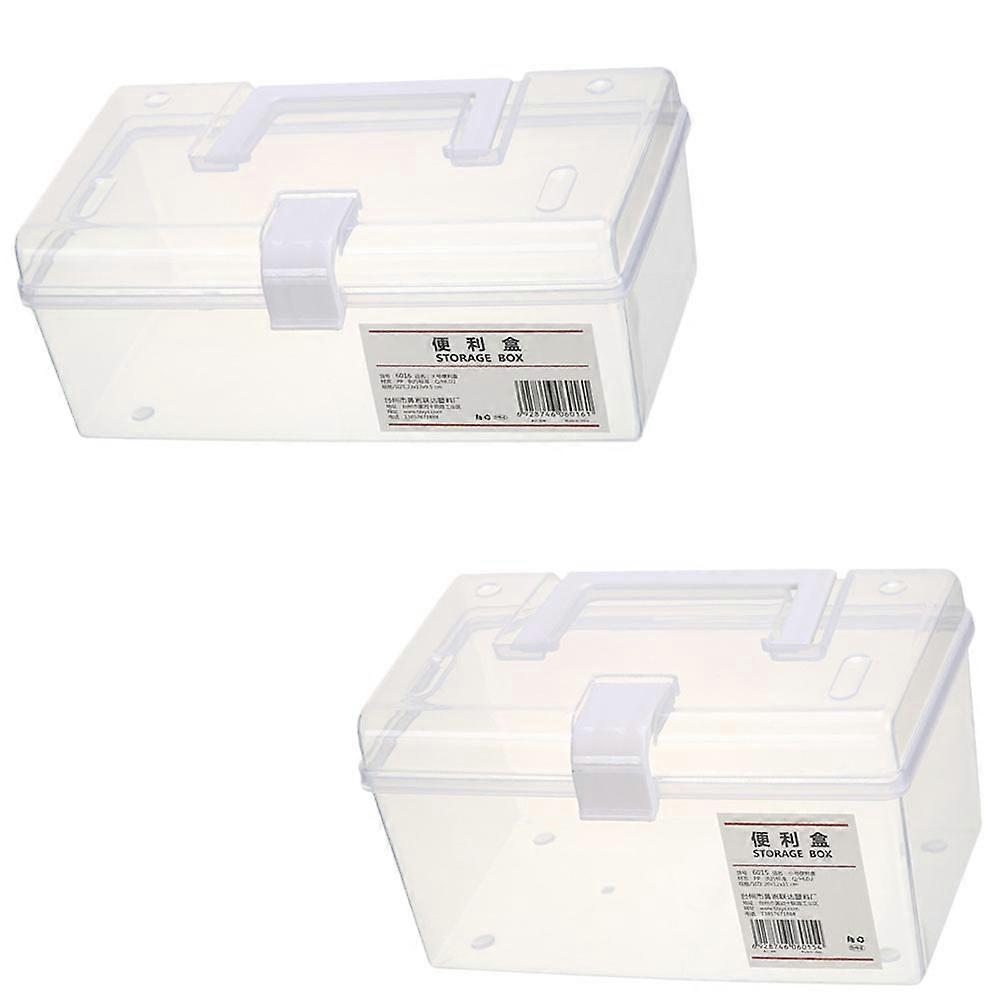 2pcs Multipurpose Storage Box Home Use Transparent Medical Box Storage Container
