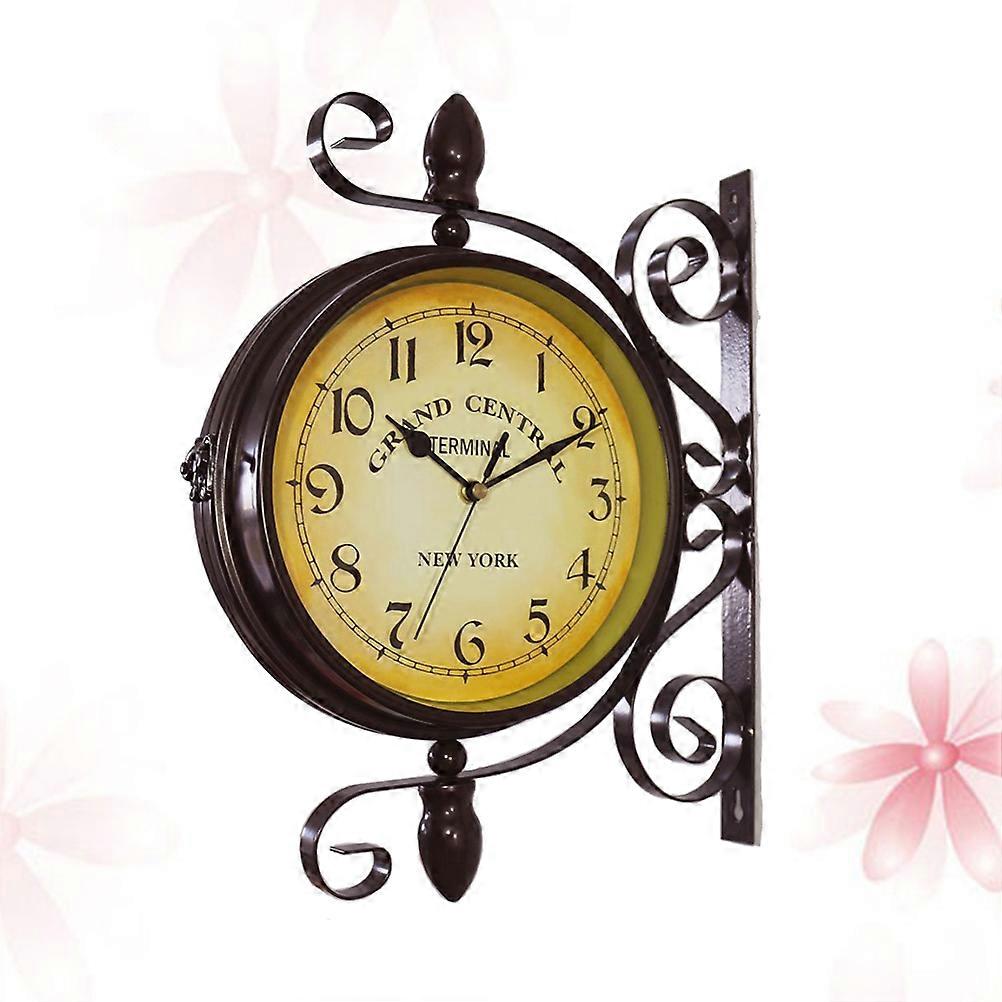 Decorative Clock Retro Hanging Clock Multi Color Round Shape For Home Coffee Shop 38x37x6cm 1Pack