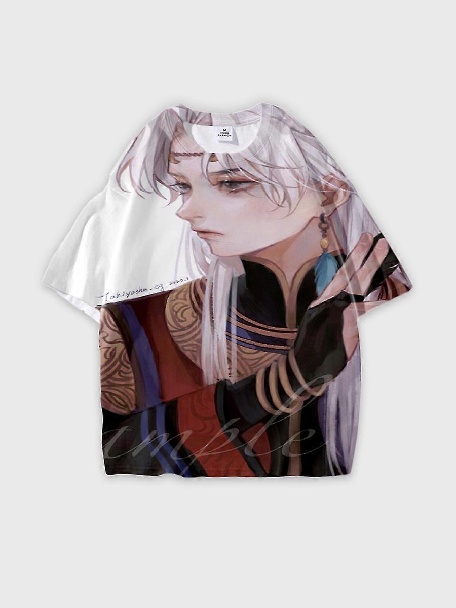 T-shirt round neck Character Pattern loose short sleeve P1442