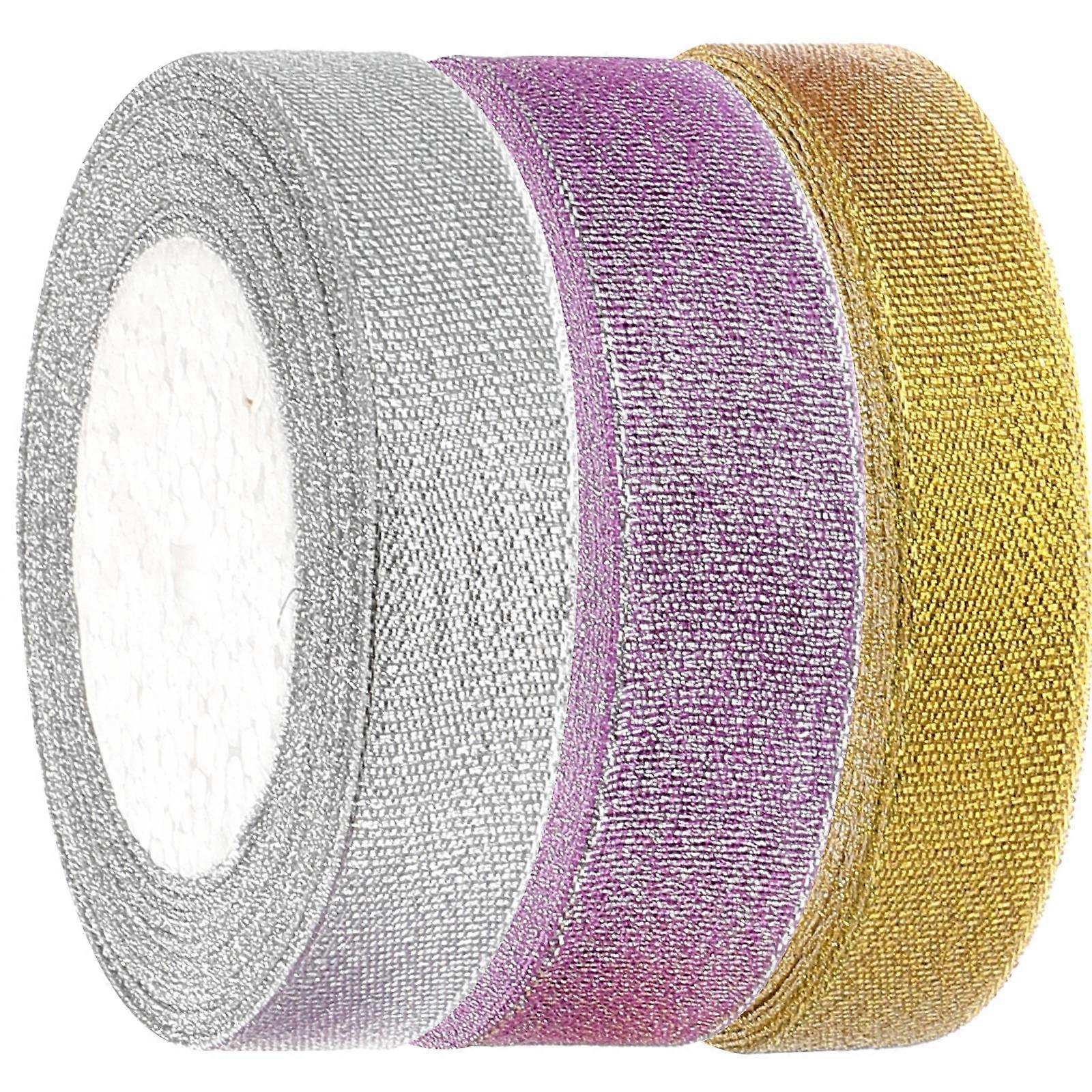 Cuttable Present Ribbon Multi-Function Craft Ribbon For Family Gatherings And Bridal Bouquets Purple Polyester 3 Rolls