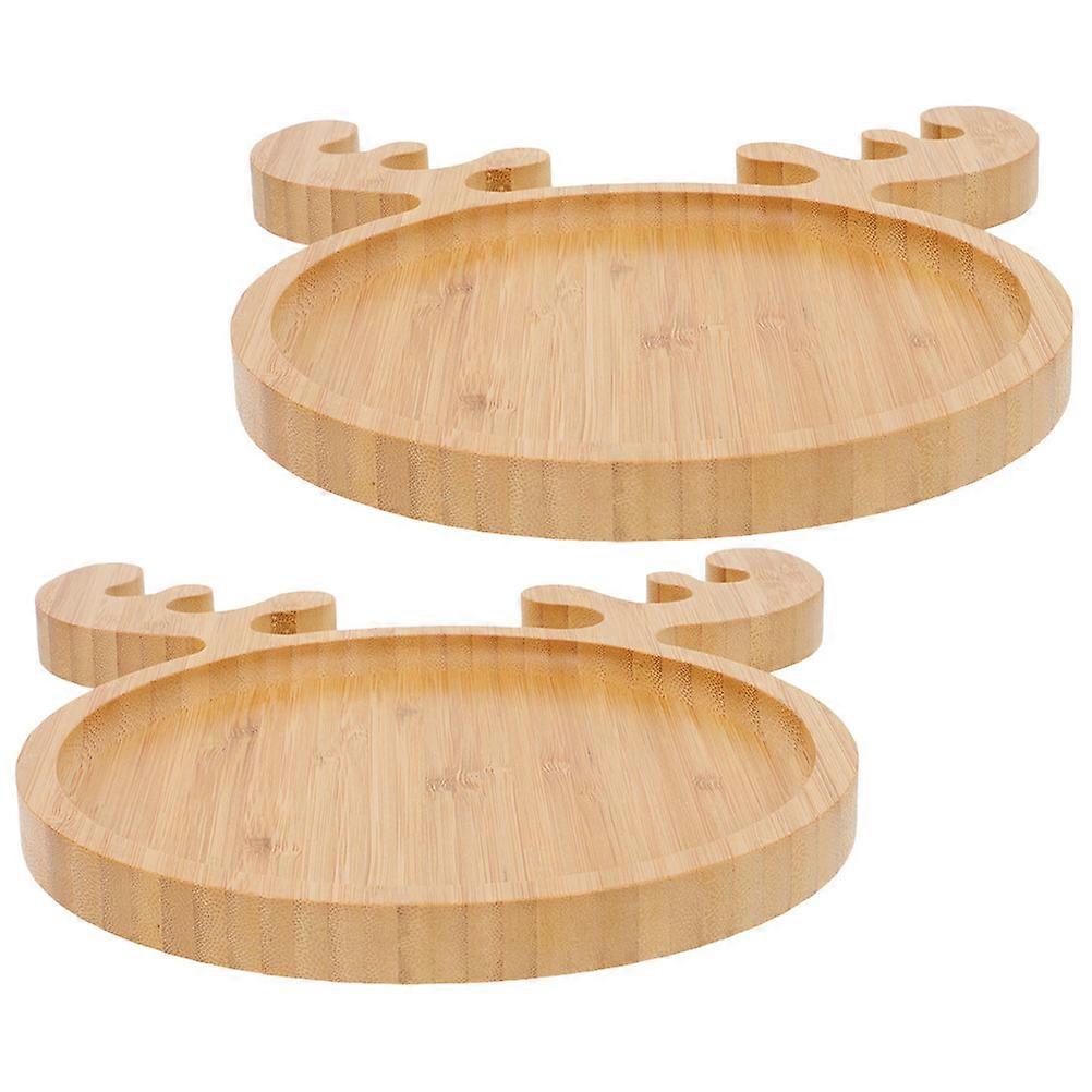 Bamboo Fruits Plate Small Sushi Plates Khaki 26.00X22.00X1.70CM Daily Use Housewives 2Pcs