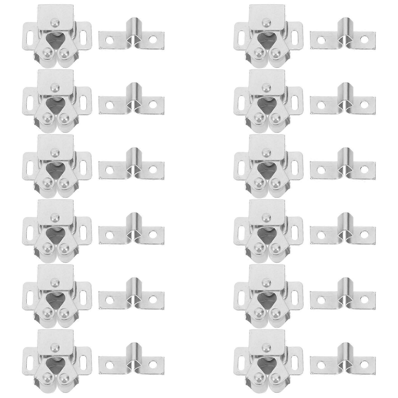 Cupboard Door Latch Hardware with Double Roller Catch for Home Use Rolled Steel 12 Sets